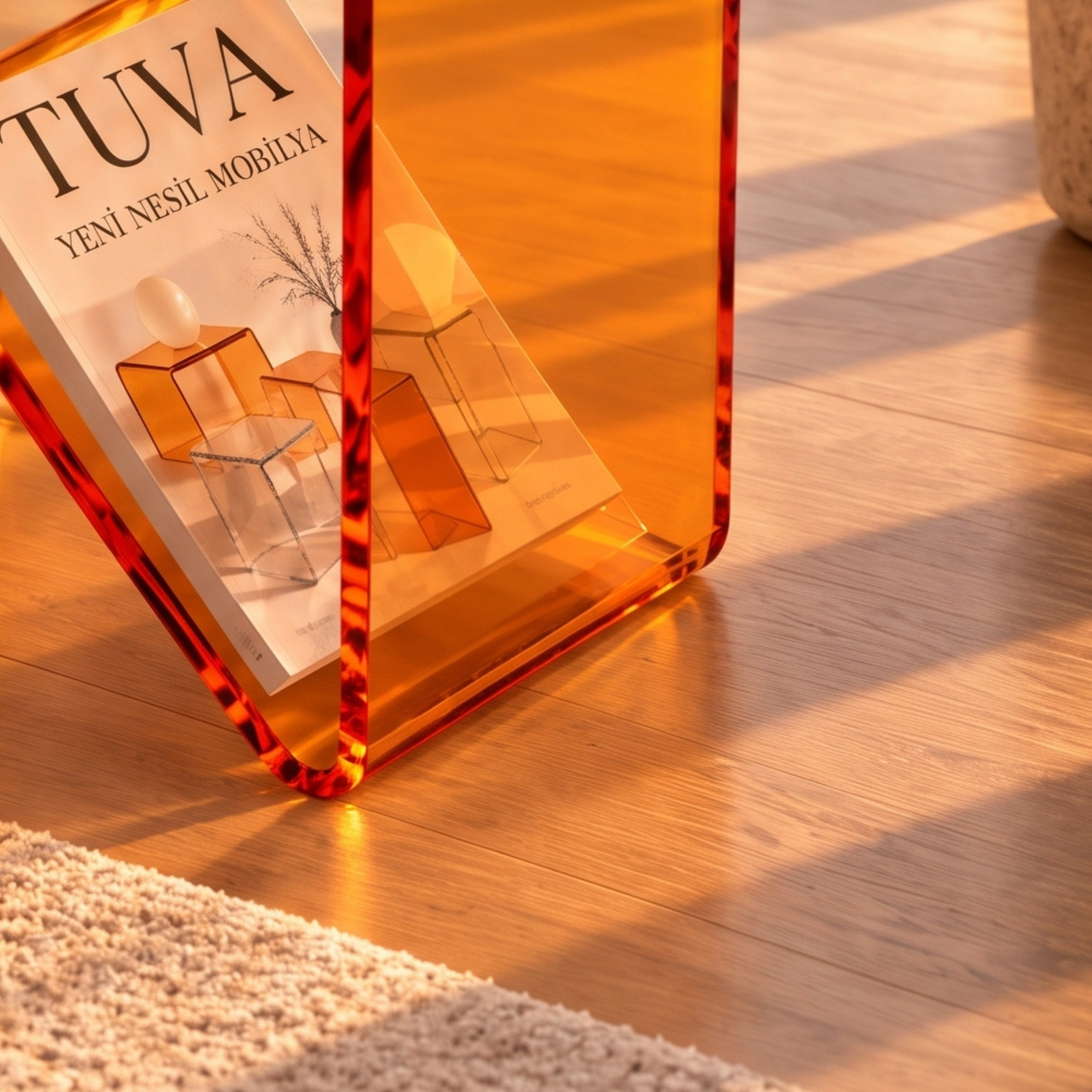 Elan | Tek Parça Bükümlü Şeffaf Akrilik Modern Sehpa | TUVA Collection
