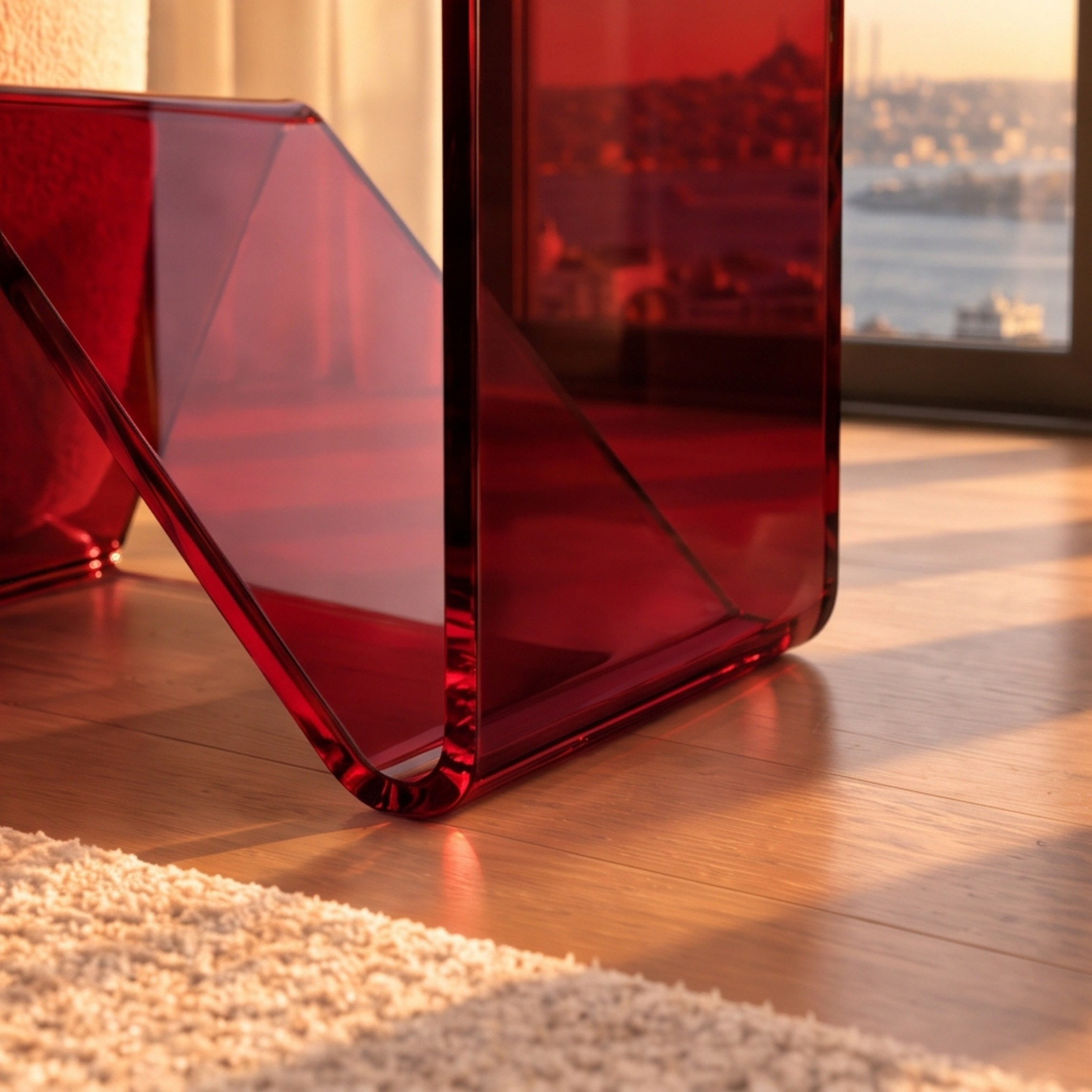 Elan | Tek Parça Bükümlü Şeffaf Akrilik Modern Sehpa | TUVA Collection