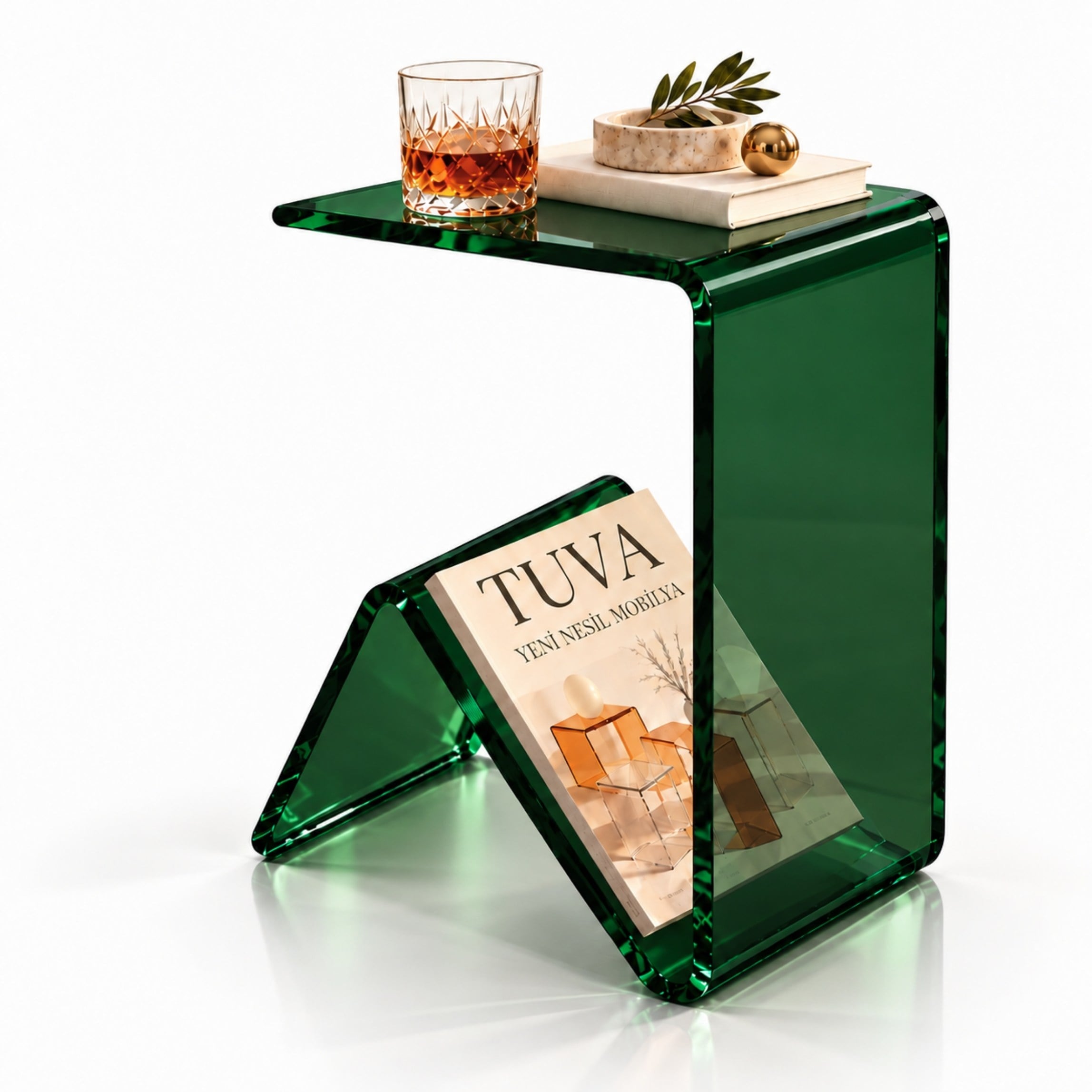 Elan | Tek Parça Bükümlü Şeffaf Akrilik Modern Sehpa | TUVA Collection