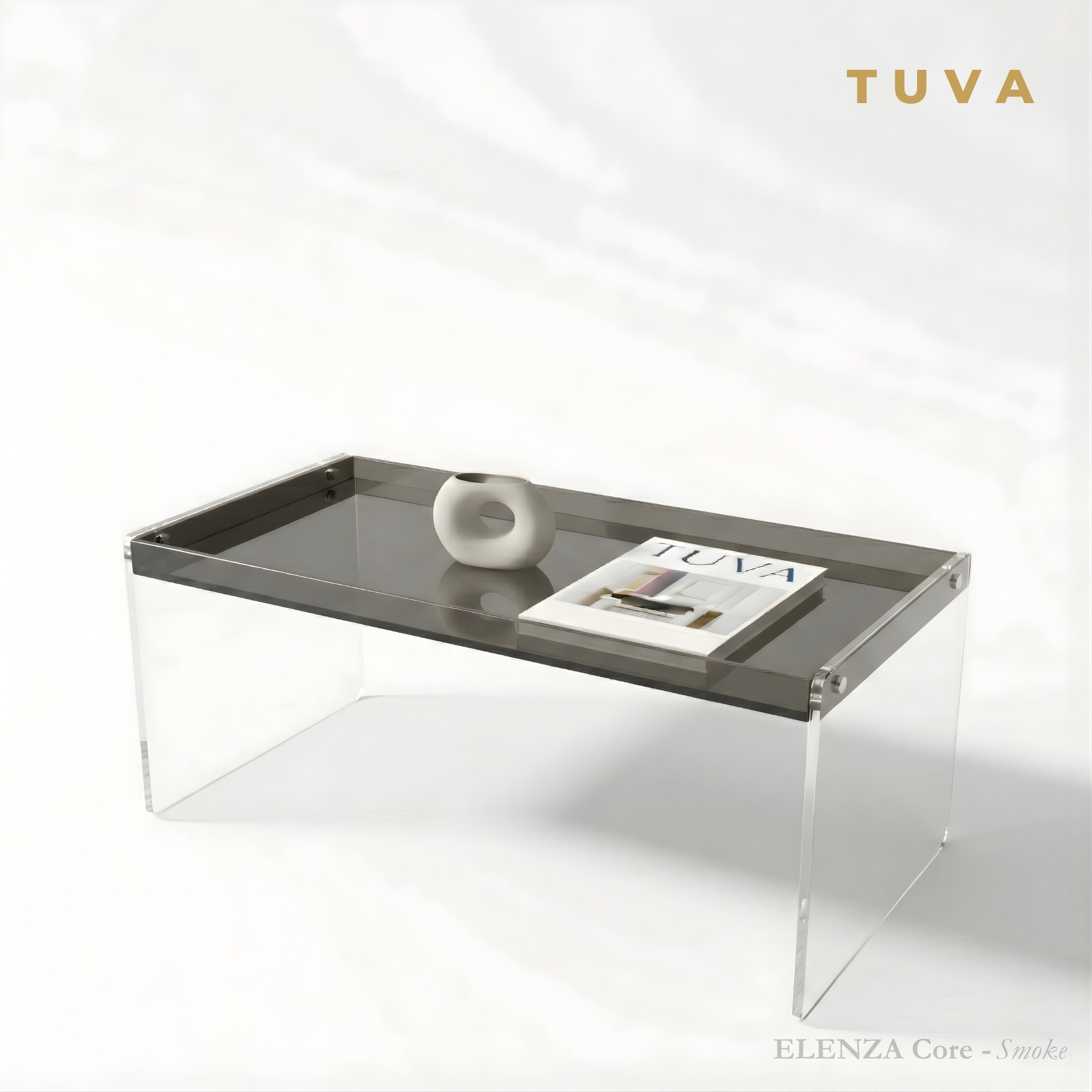 ELENZA Core | Şeffaf Ayaklı Renkli Raflı Premium Akrilik Orta Sehpa | TUVA Yeni Nesil Mobilya - Core Collection
