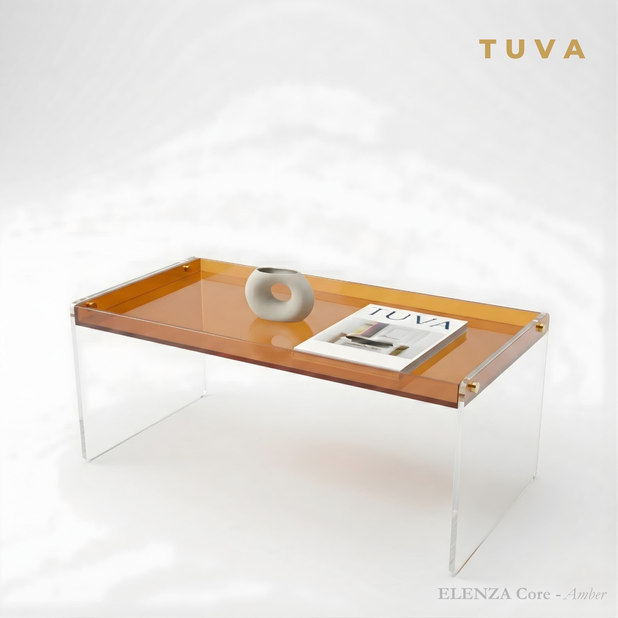 ELENZA Core | Şeffaf Ayaklı Renkli Raflı Premium Akrilik Orta Sehpa | TUVA Yeni Nesil Mobilya - Core Collection