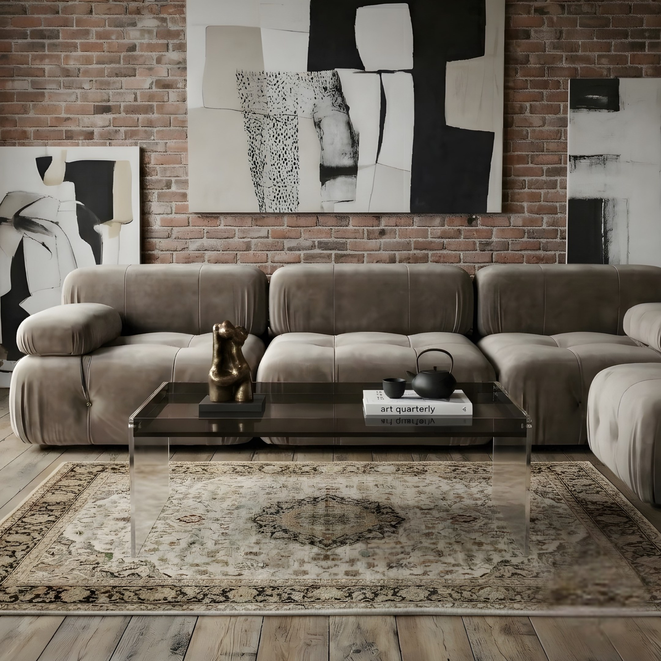 ELENZA Core | Şeffaf Ayaklı Renkli Raflı Premium Akrilik Orta Sehpa | TUVA Yeni Nesil Mobilya - Core Collection