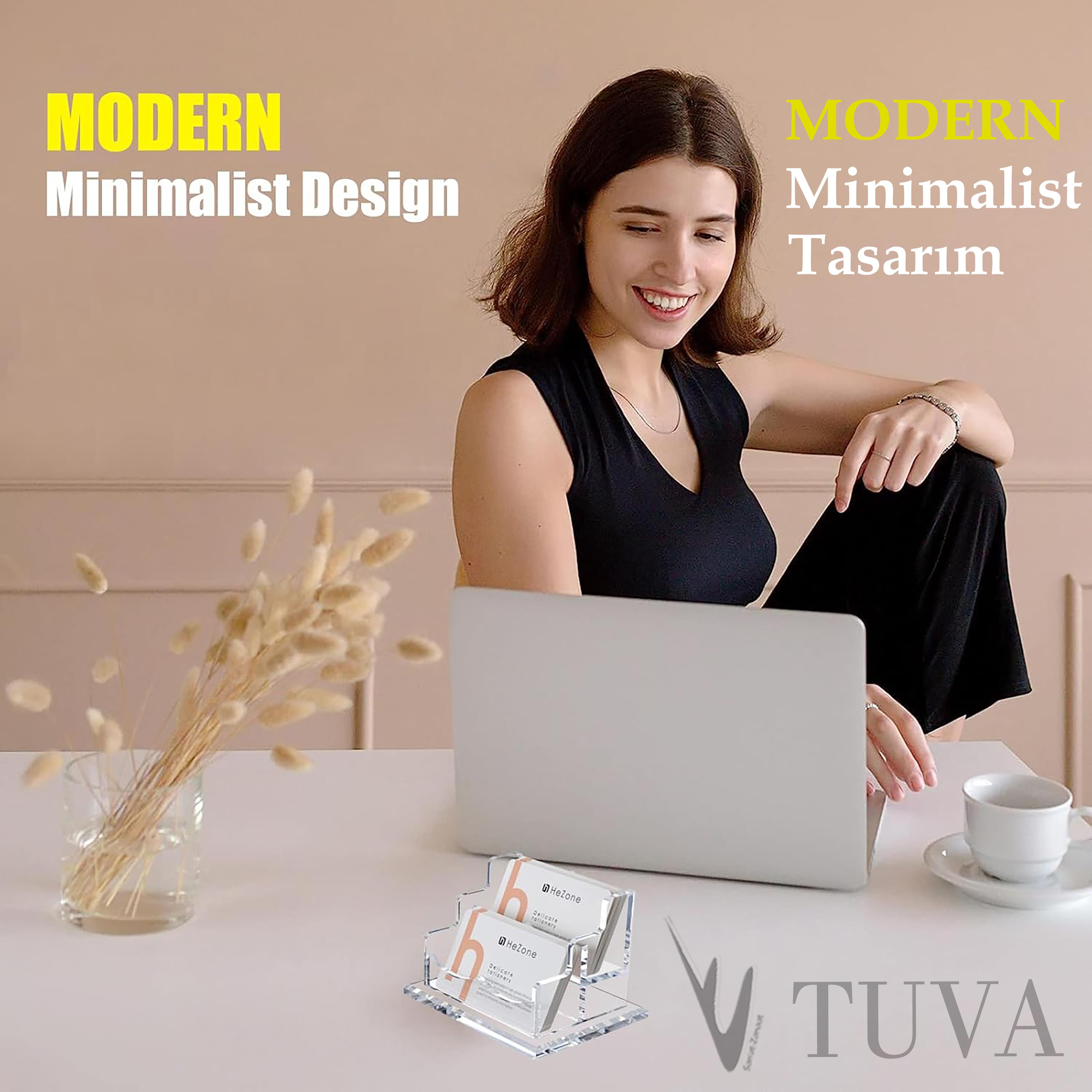 Elit ve Modern Tasarım Zarif Pleksi Kartvizitlik | Minimalist Yeni Nesil Masaüstü Organizer | Tuva Premium Koleksiyon 