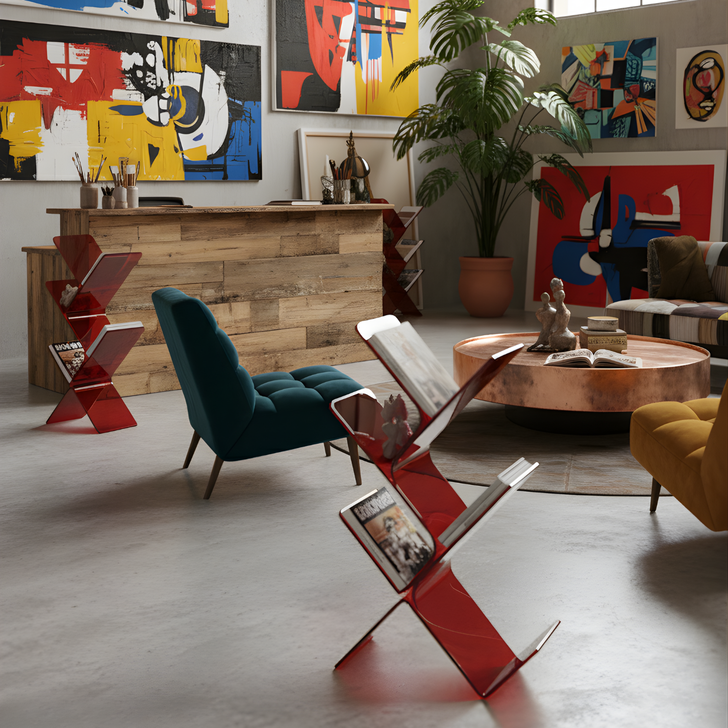 FLORESTA | Beş Bükümlü Raflı Modern Avangard Stil Yan Sehpa | Tuva Yeni Nesil Mobilya 