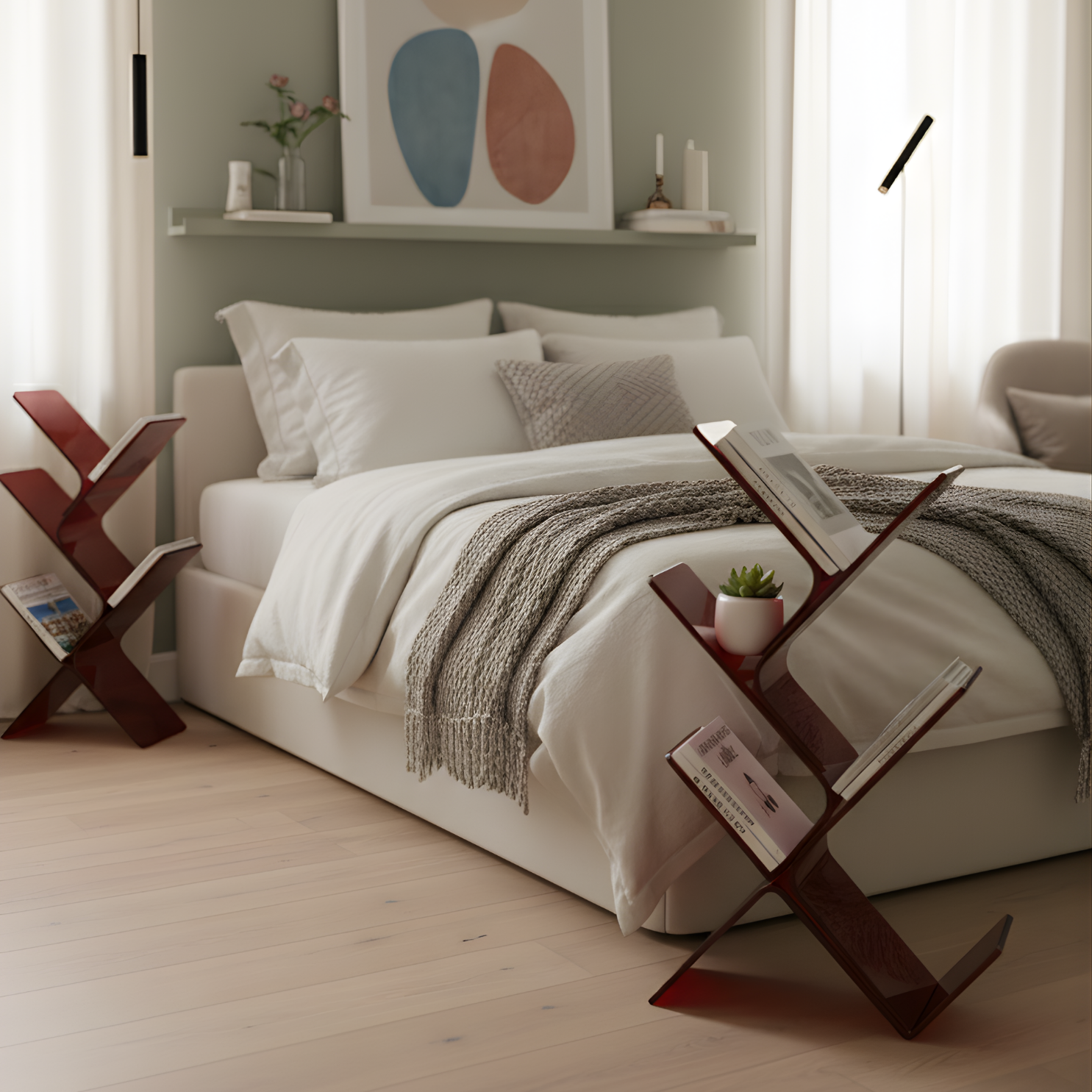 FLORESTA | Beş Bükümlü Raflı Modern Avangard Stil Yan Sehpa | Tuva Yeni Nesil Mobilya 