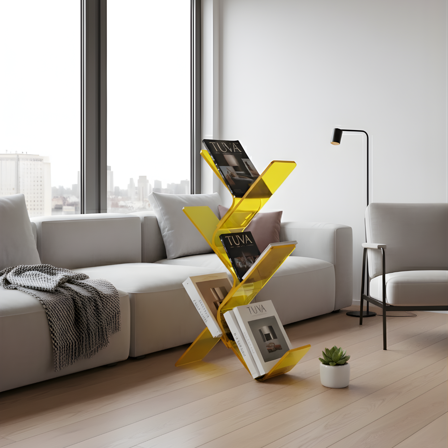FLORESTA | Beş Bükümlü Raflı Modern Avangard Stil Yan Sehpa | Tuva Yeni Nesil Mobilya 