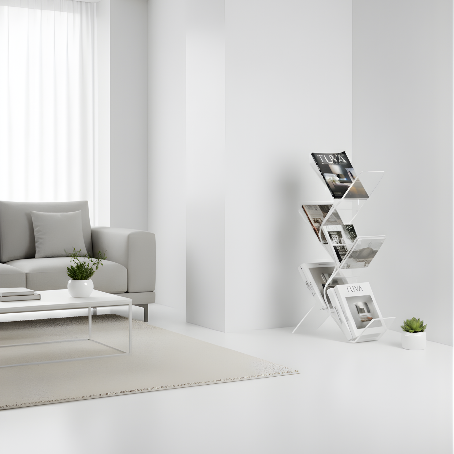 FLORESTA | Beş Bükümlü Raflı Modern Avangard Stil Yan Sehpa | Tuva Yeni Nesil Mobilya 