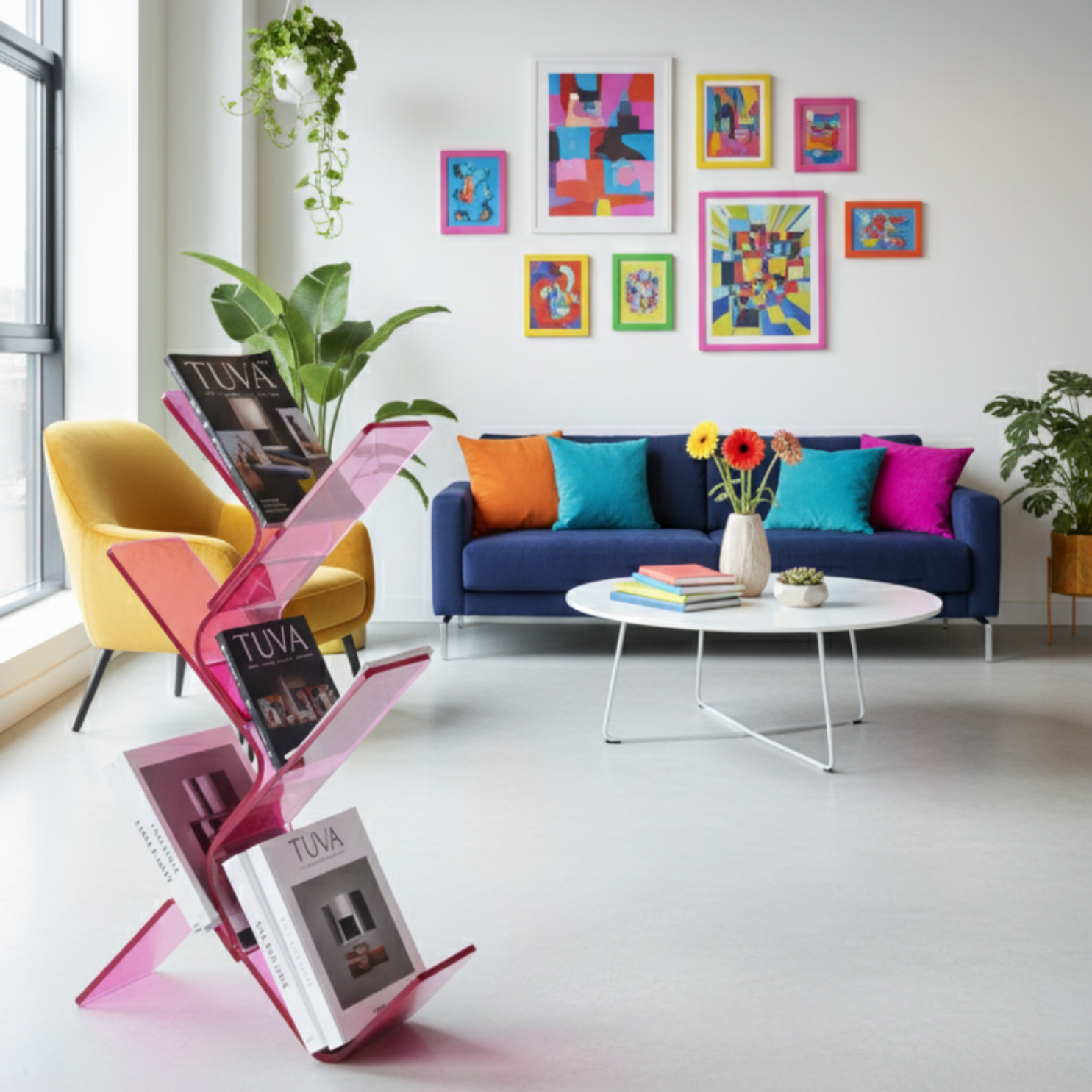FLORESTA | Beş Bükümlü Raflı Modern Avangard Stil Yan Sehpa | Tuva Yeni Nesil Mobilya 