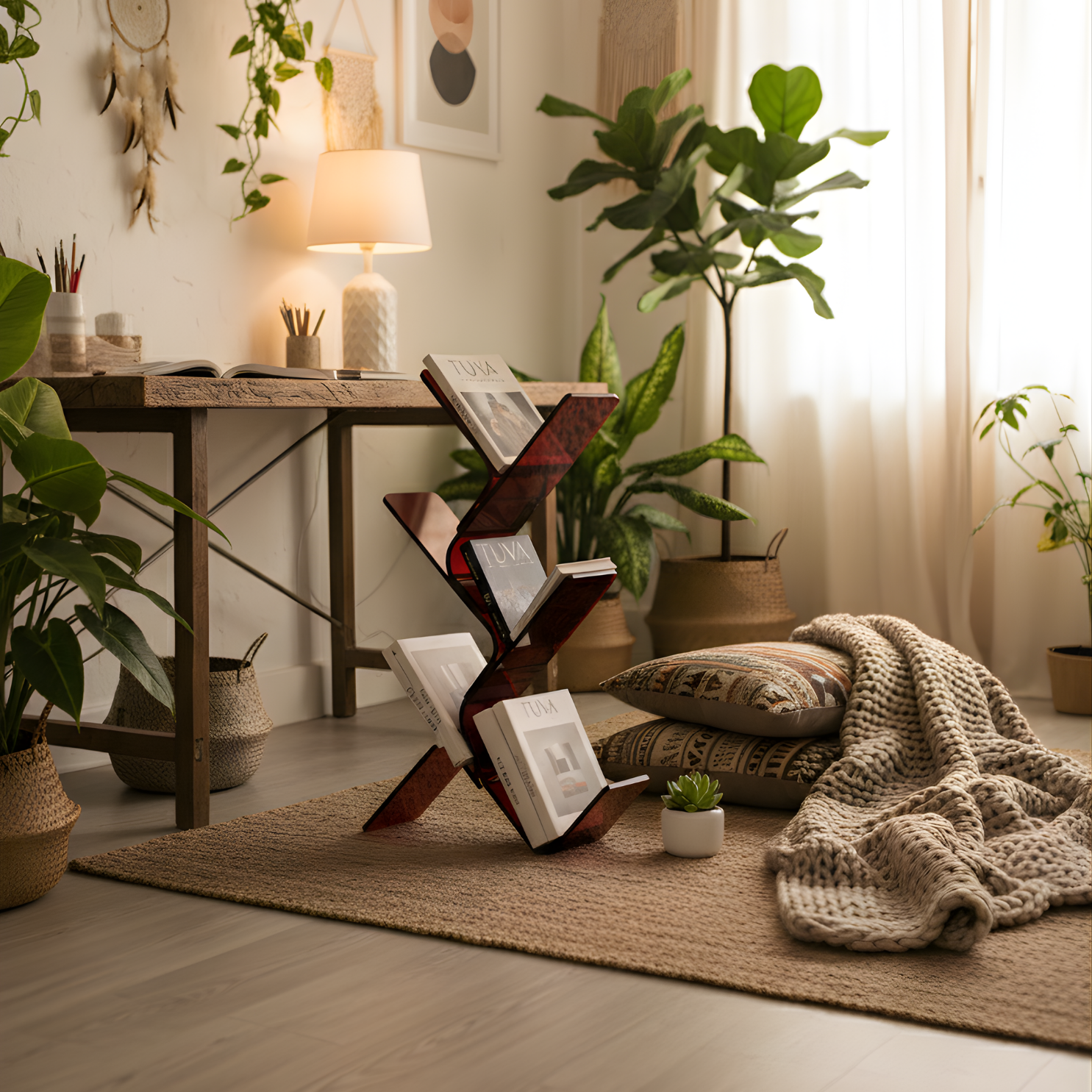 FLORESTA | Beş Bükümlü Raflı Modern Avangard Stil Yan Sehpa | Tuva Yeni Nesil Mobilya 