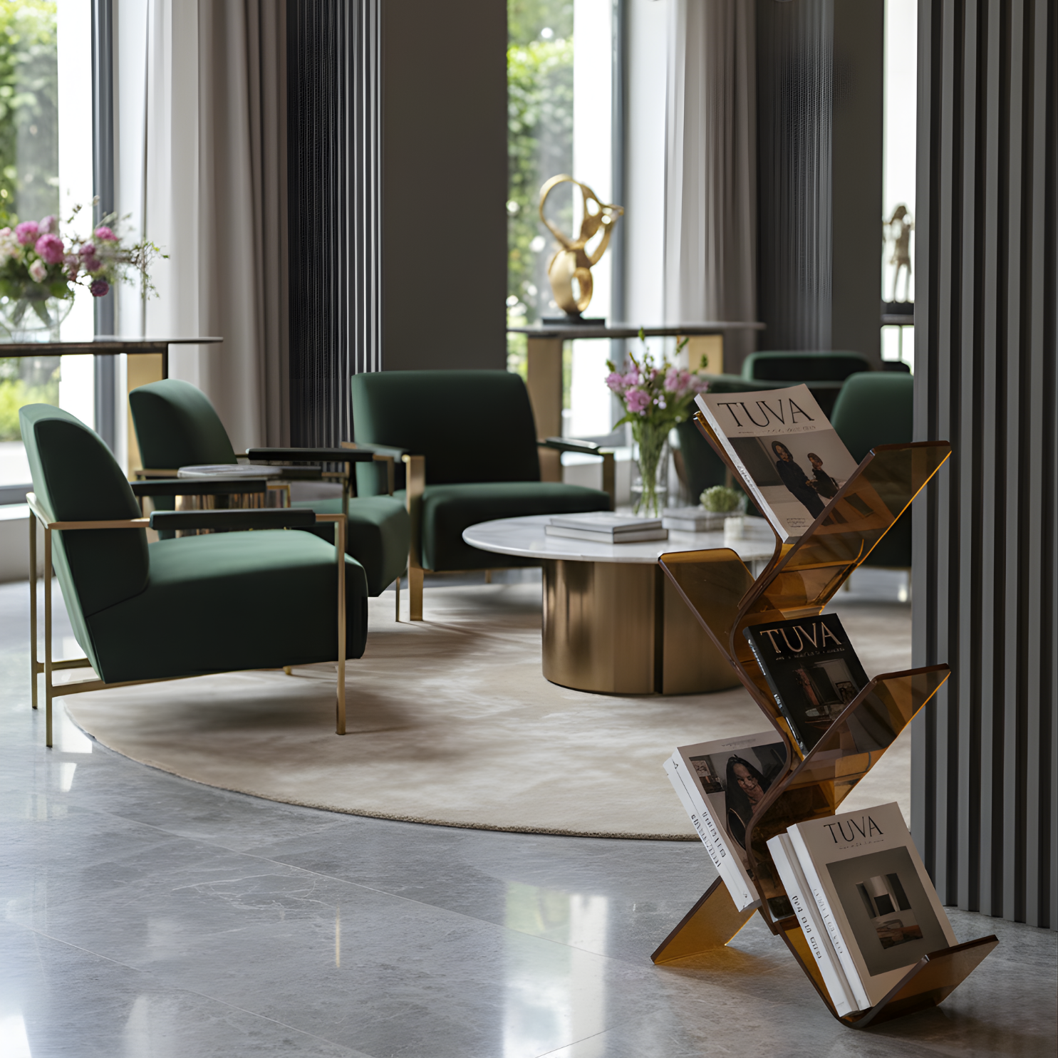 FLORESTA | Beş Bükümlü Raflı Modern Avangard Stil Yan Sehpa | Tuva Yeni Nesil Mobilya 