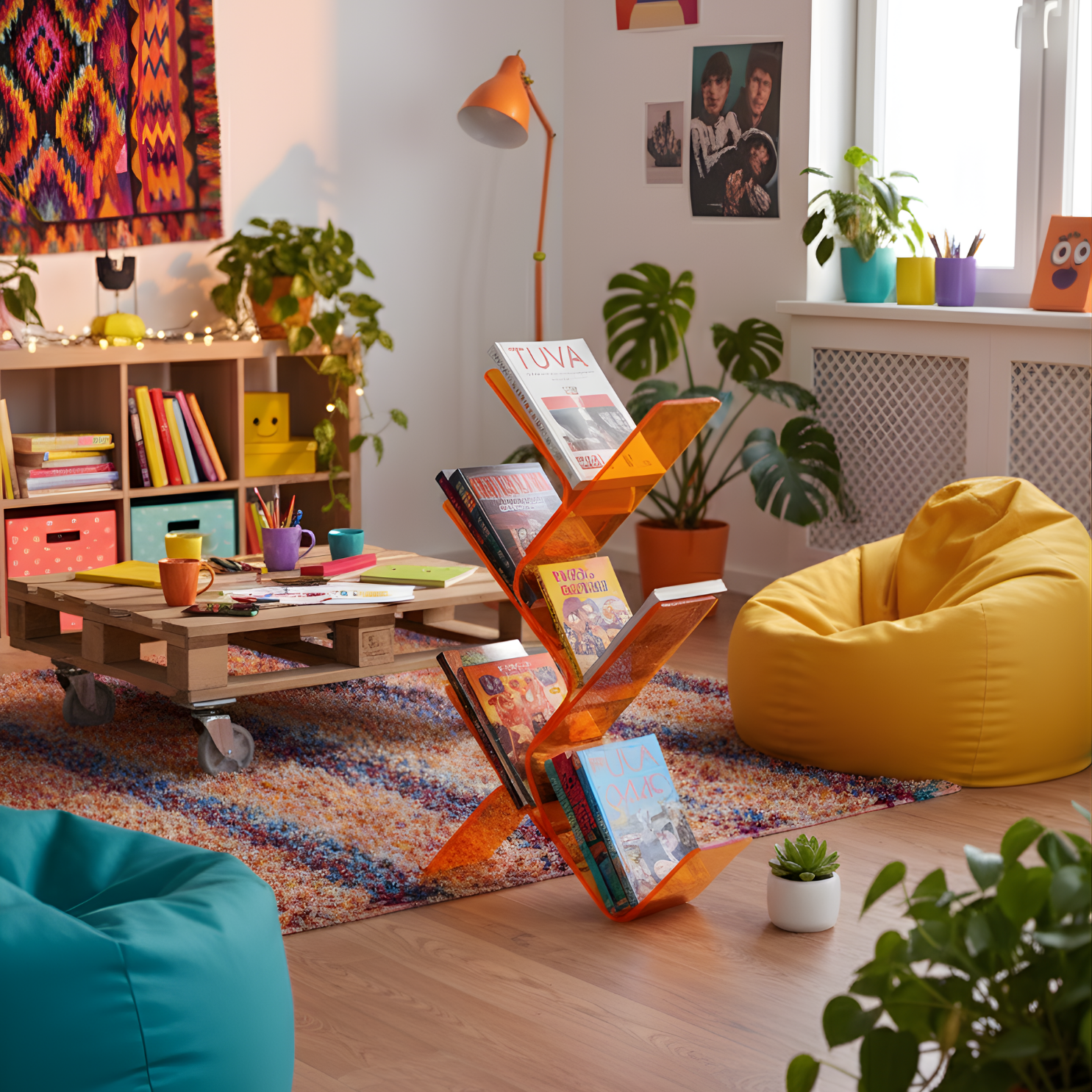 FLORESTA | Beş Bükümlü Raflı Modern Avangard Stil Yan Sehpa | Tuva Yeni Nesil Mobilya 