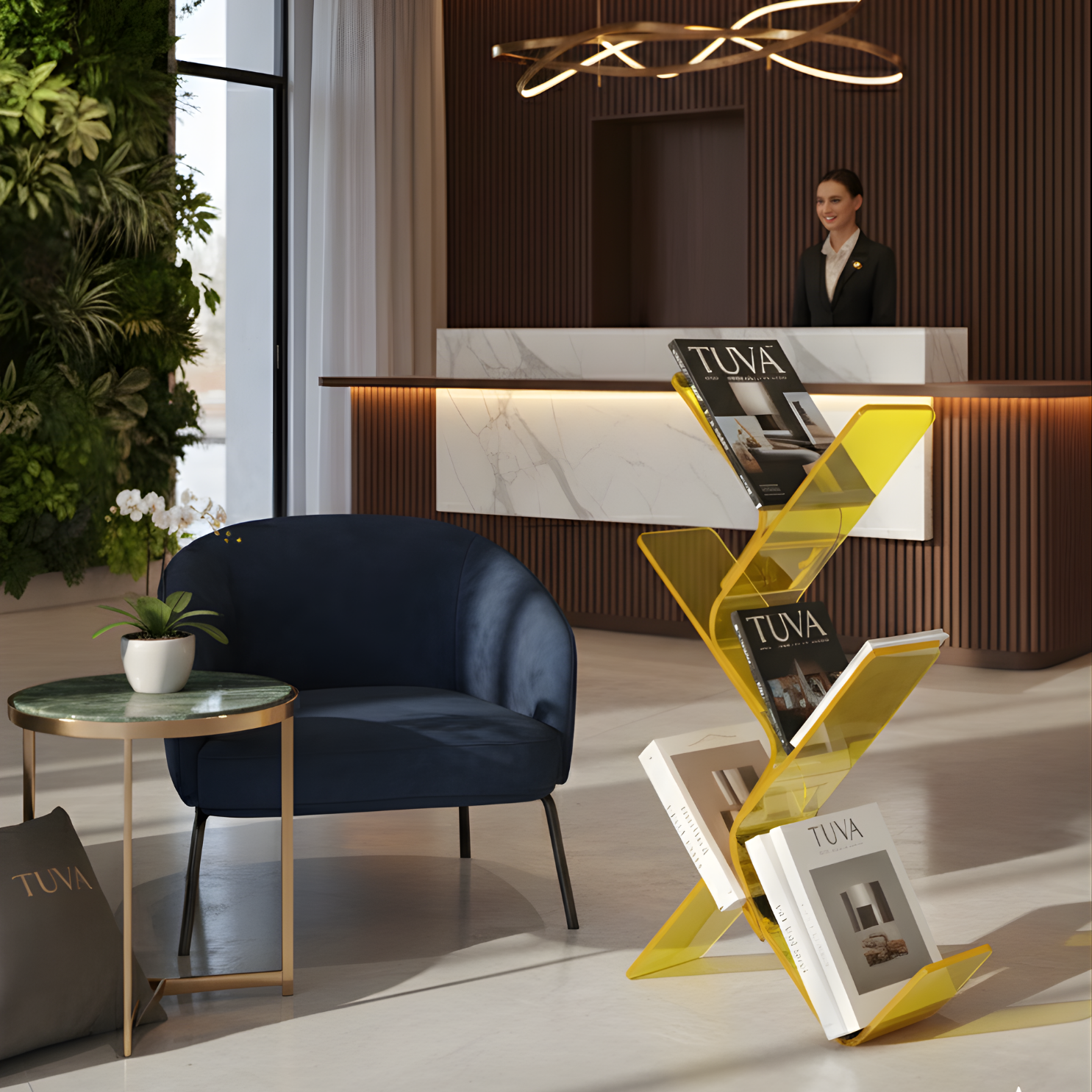 FLORESTA | Beş Bükümlü Raflı Modern Avangard Stil Yan Sehpa | Tuva Yeni Nesil Mobilya 