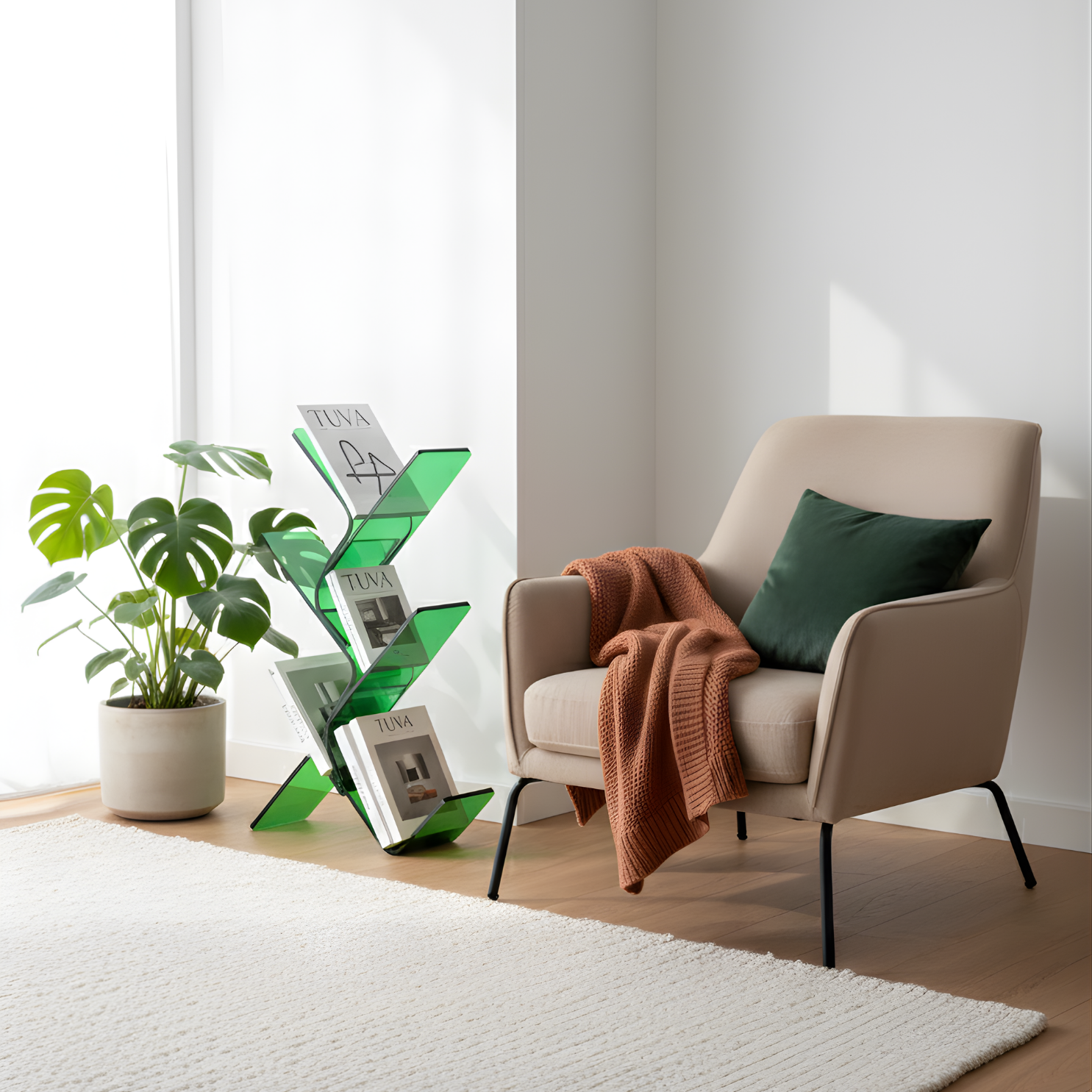 FLORESTA | Beş Bükümlü Raflı Modern Avangard Stil Yan Sehpa | Tuva Yeni Nesil Mobilya 