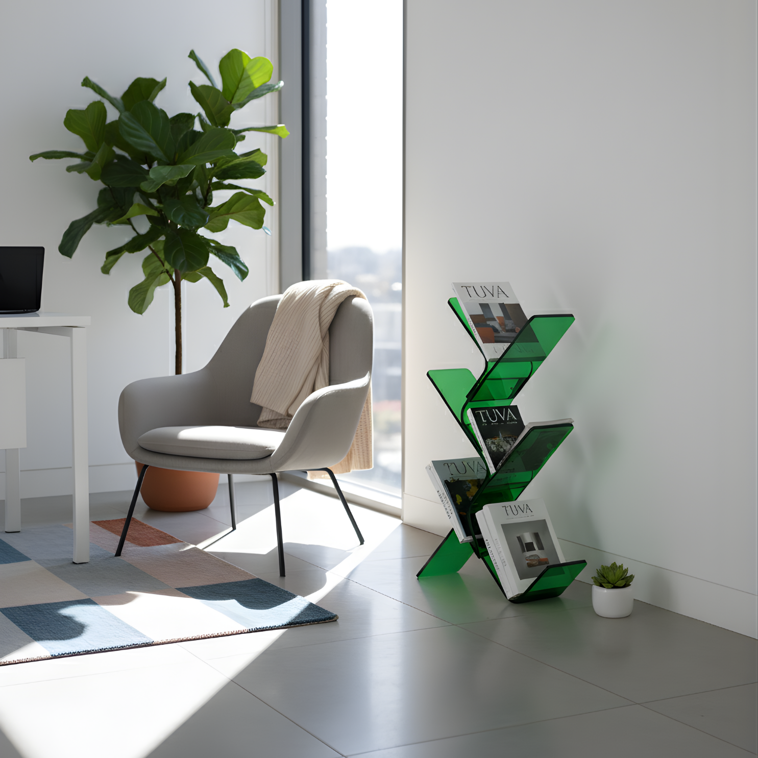 FLORESTA | Beş Bükümlü Raflı Modern Avangard Stil Yan Sehpa | Tuva Yeni Nesil Mobilya 