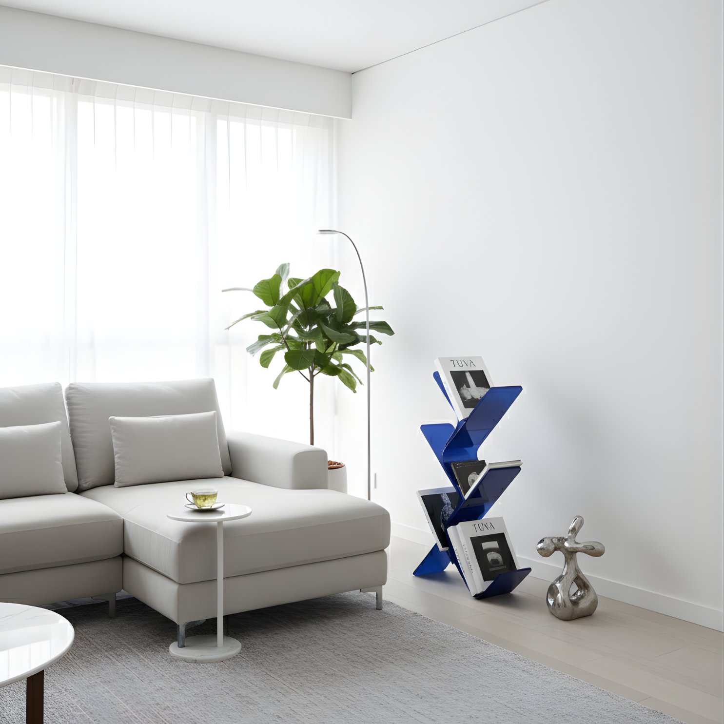 FLORESTA | Beş Bükümlü Raflı Modern Avangard Stil Yan Sehpa | Tuva Yeni Nesil Mobilya 
