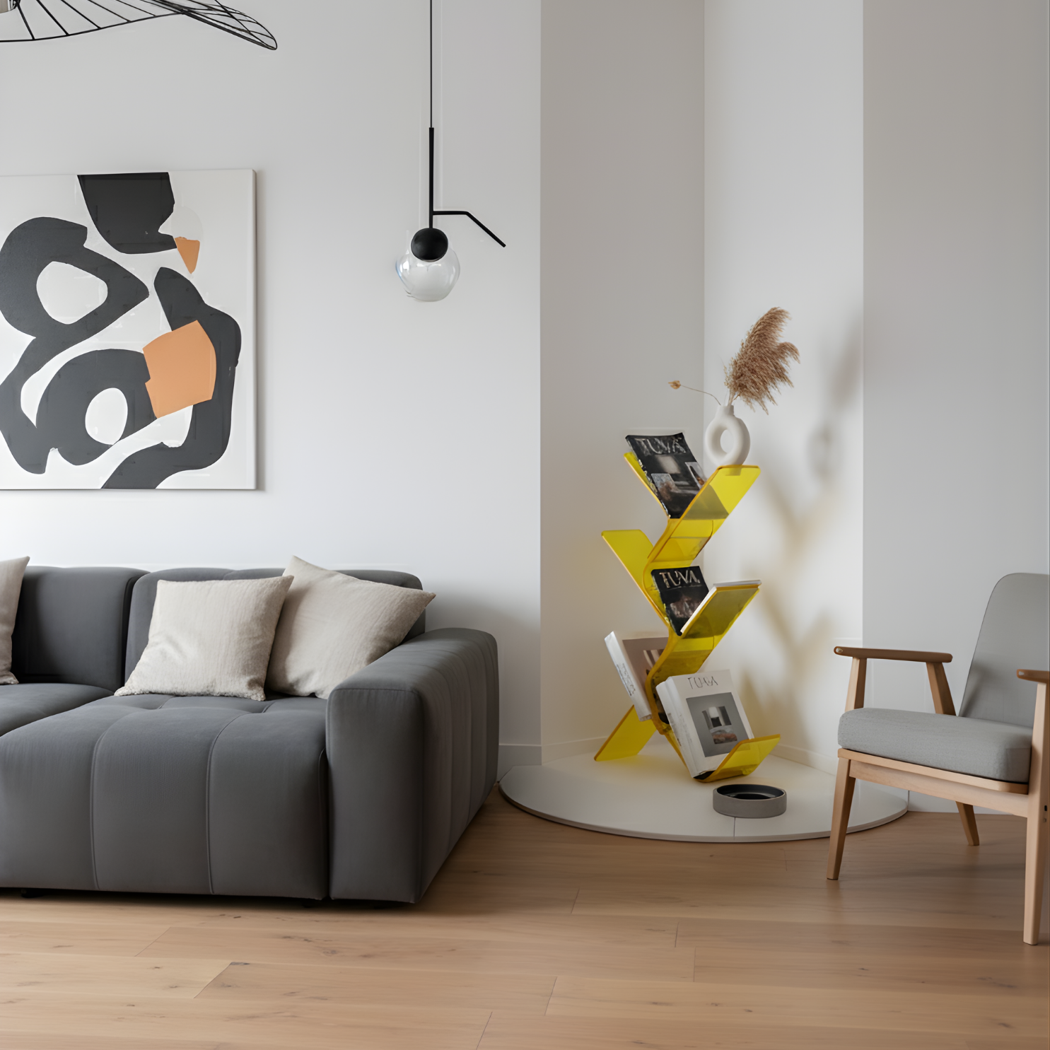 FLORESTA | Beş Bükümlü Raflı Modern Avangard Stil Yan Sehpa | Tuva Yeni Nesil Mobilya 