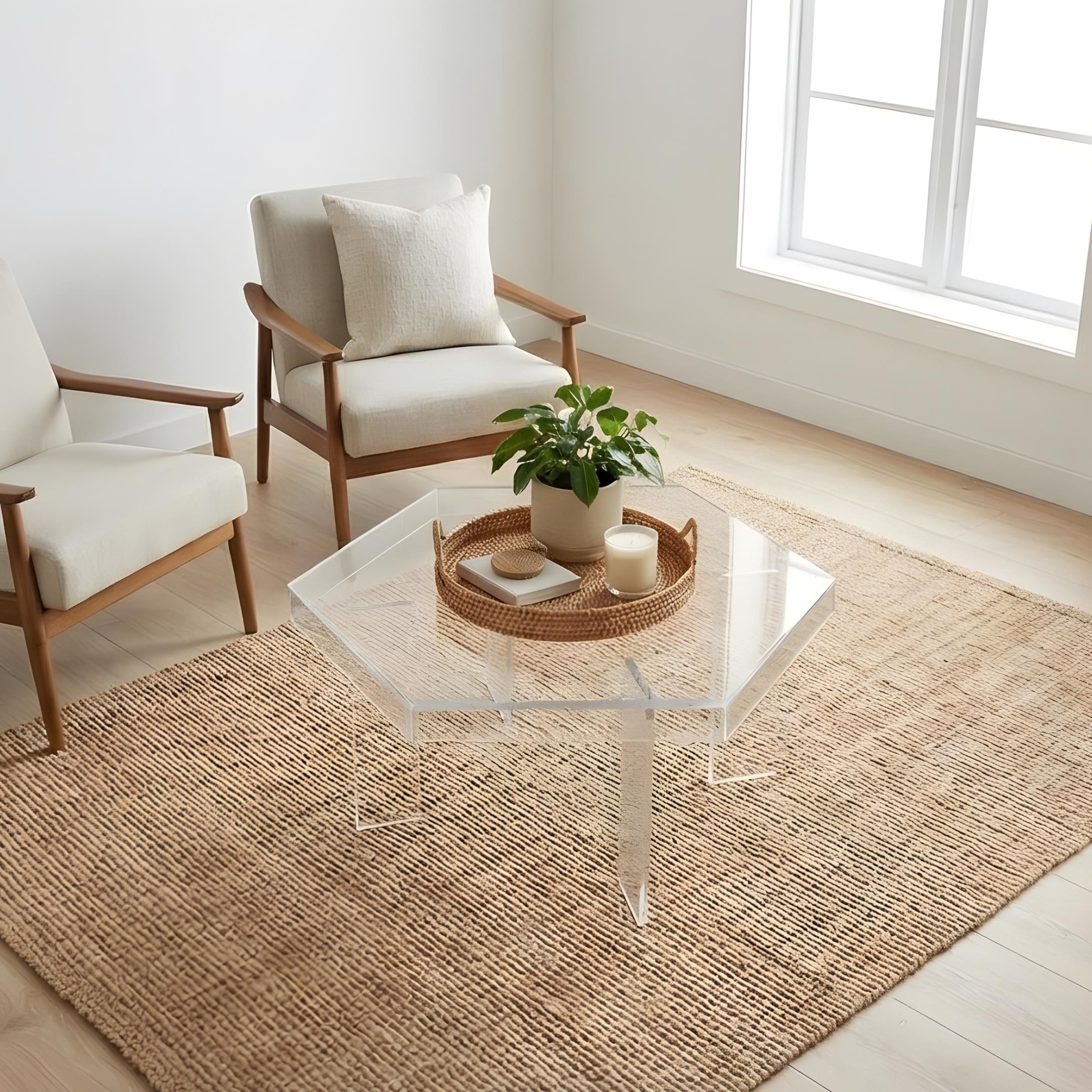 HEXORA | Şeffaf Pleksi Altıgen Form Orta Sehpa | Modern & Minimal Tasarım