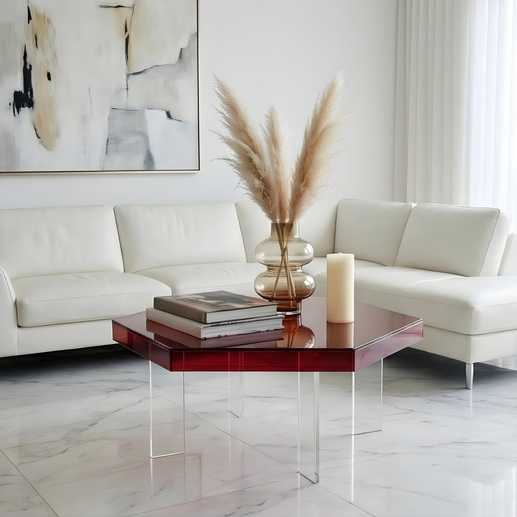 HEXORA | Şeffaf Pleksi Altıgen Form Orta Sehpa | Modern & Minimal Tasarım