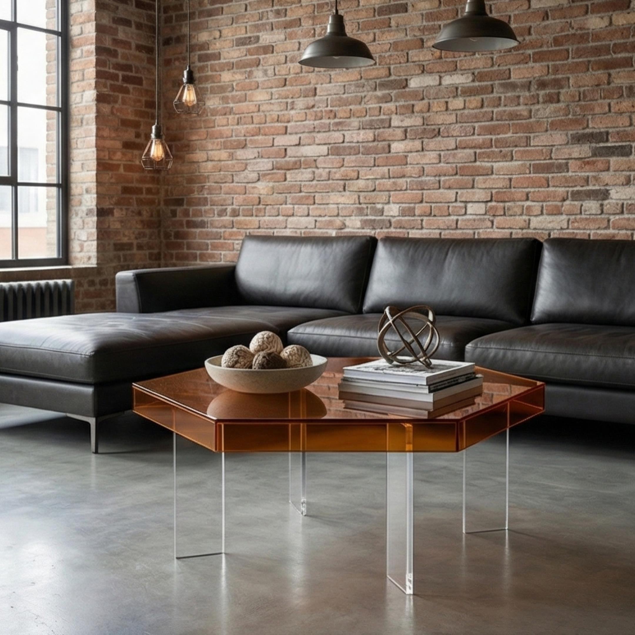 HEXORA | Şeffaf Pleksi Altıgen Form Orta Sehpa | Modern & Minimal Tasarım