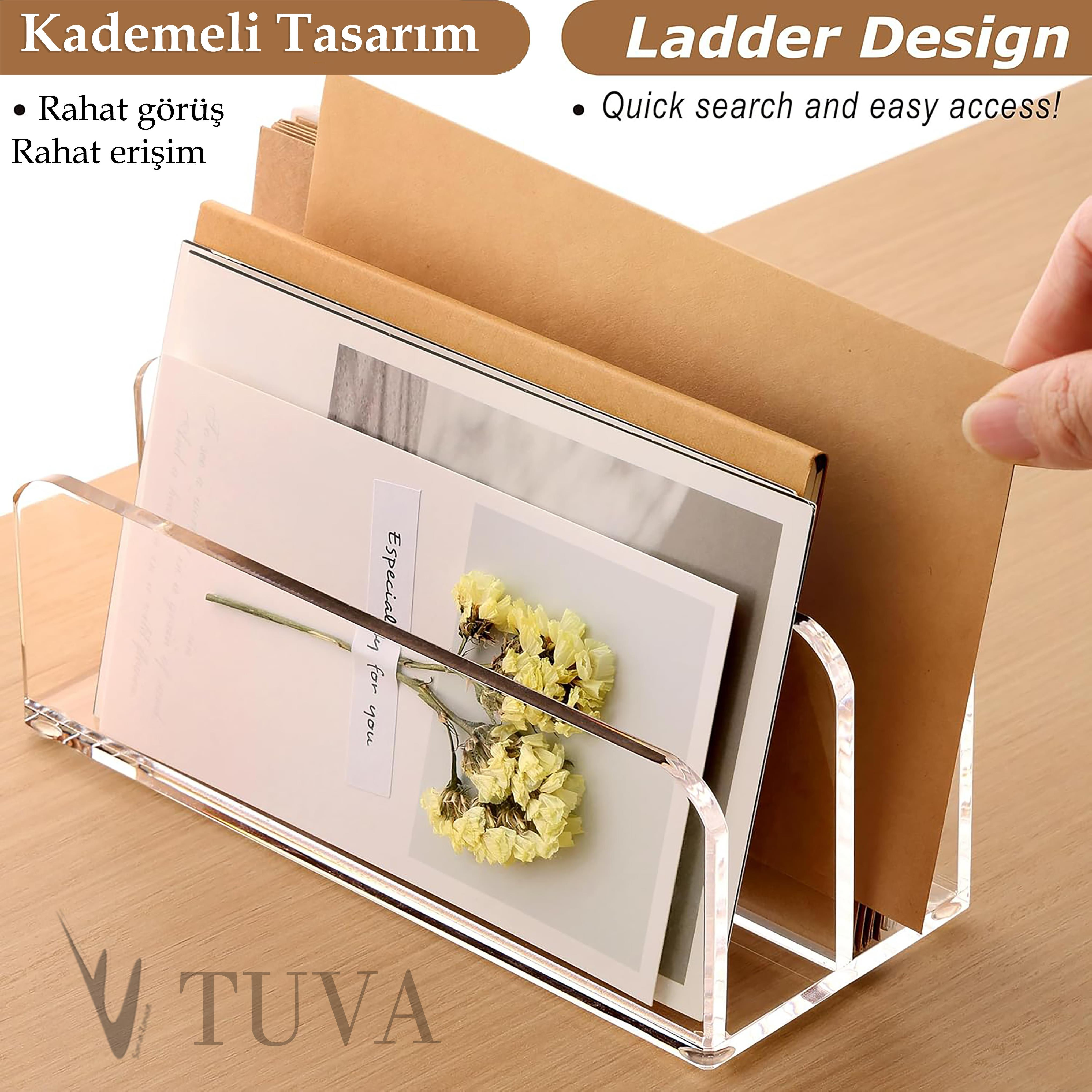 Kademeli Üç Bölmeli Şeffaf Organizer – Takı, Aksesuar, Dergi & Evrak Düzenleyici