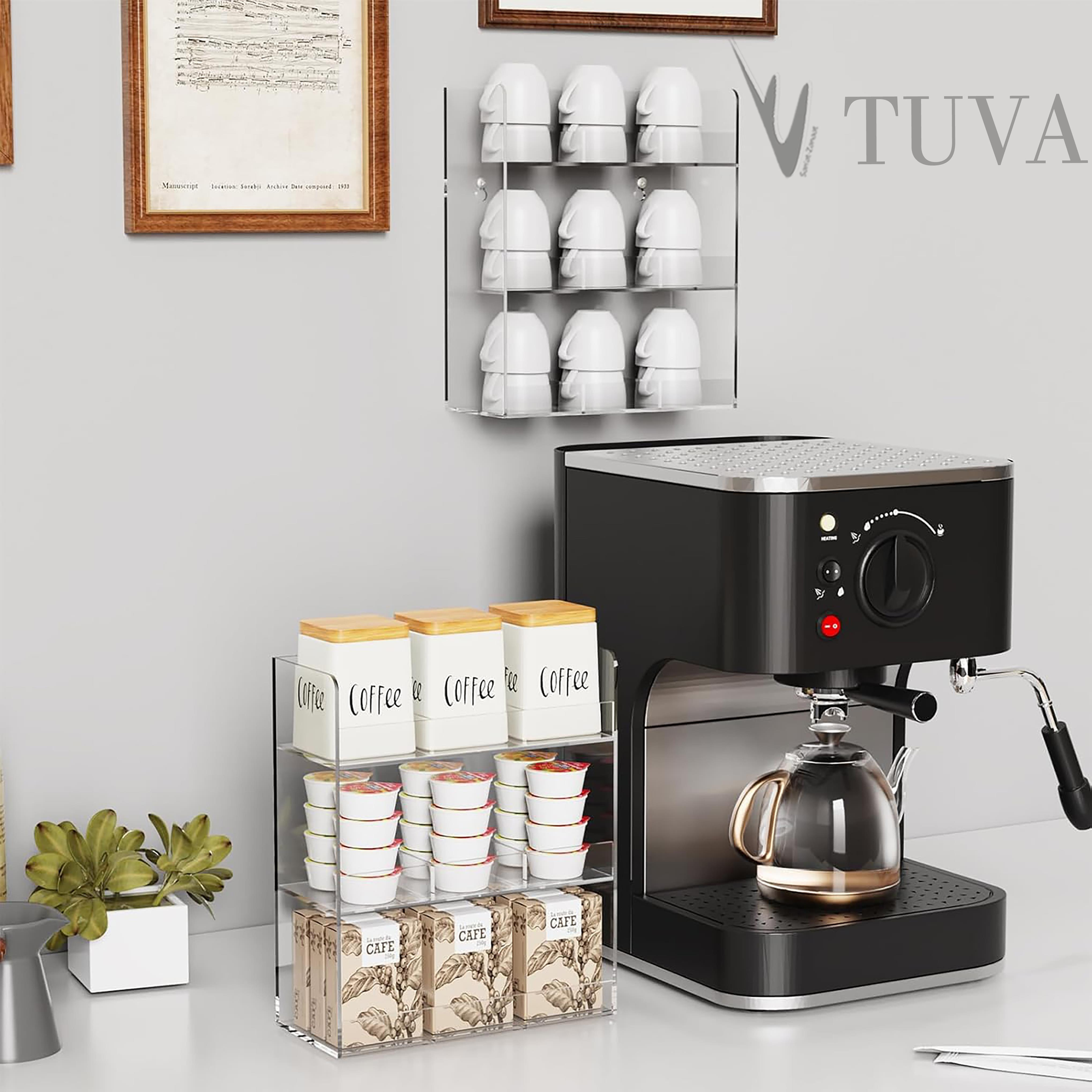 Modern Tuva Akrilik 3 Katlı 9 Bölme Minimalist Çay Poşeti ve Atıştırmalık Düzenleyici Organizer | Çok Amaçlı Kullanım | Elit Dekorasyon