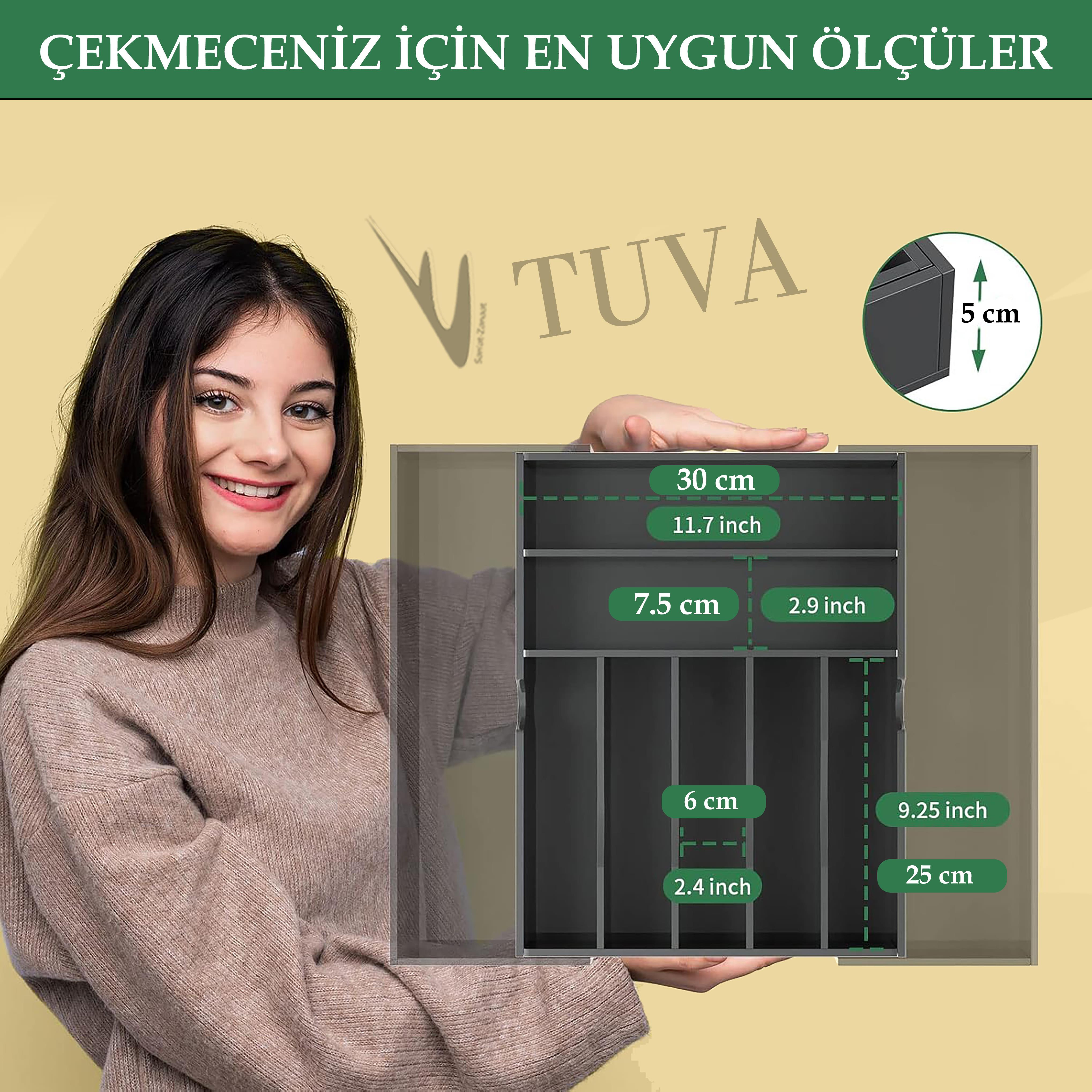 Modern Tuva Elit Çatal Kaşık Bıçak Organizer | Dolap İçi Çok Amaçlı Düzenleyici | Kafe, Restoran & Mutfak | Siyah & Şeffaf Seçenekli