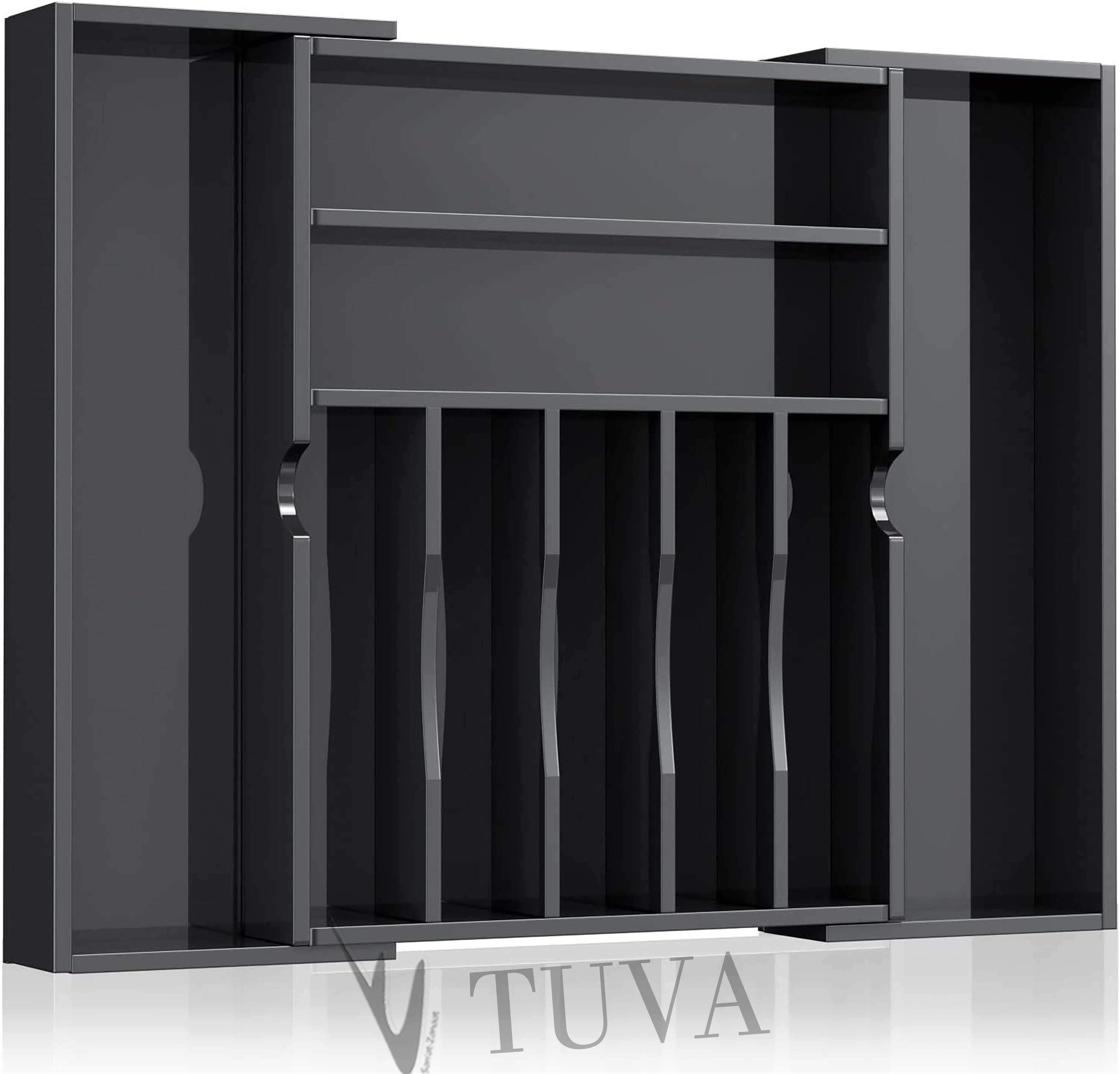 Modern Tuva Elit Çatal Kaşık Bıçak Organizer | Dolap İçi Çok Amaçlı Düzenleyici | Kafe, Restoran & Mutfak | Siyah & Şeffaf Seçenekli