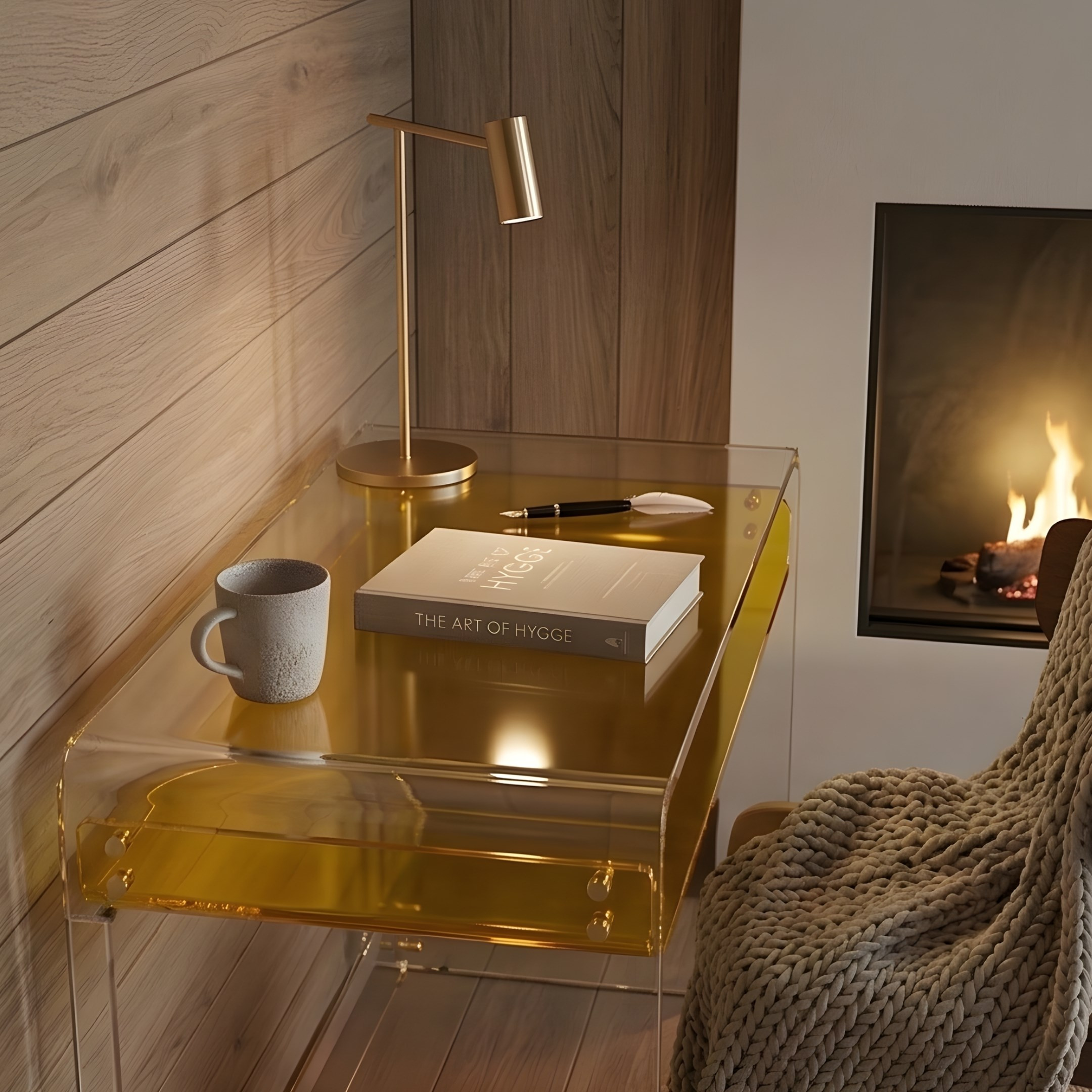 MONARCH CONSORT Core | Premium Çift Katmanlı Şeffaf Çalışma Masası ve Dresuar 