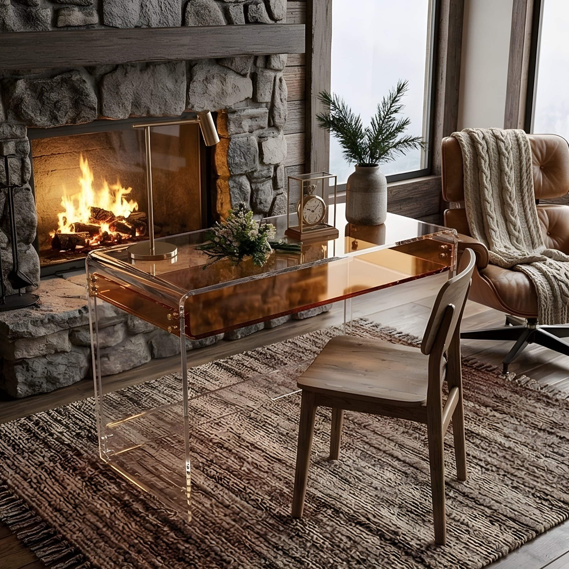 MONARCH CONSORT Core | Premium Çift Katmanlı Şeffaf Çalışma Masası ve Dresuar 