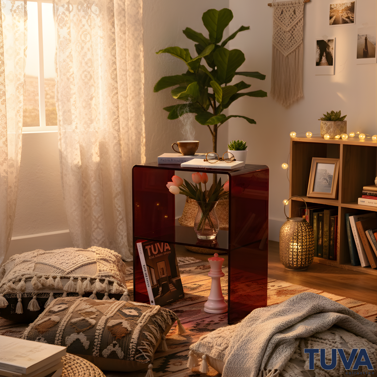 ORBIGHT | Düz Ara Raflı Bükümlü Yan Sehpa | Modern Şıklığın İncelikli Yorumu | Tuva Yeni Nesil Mobilya