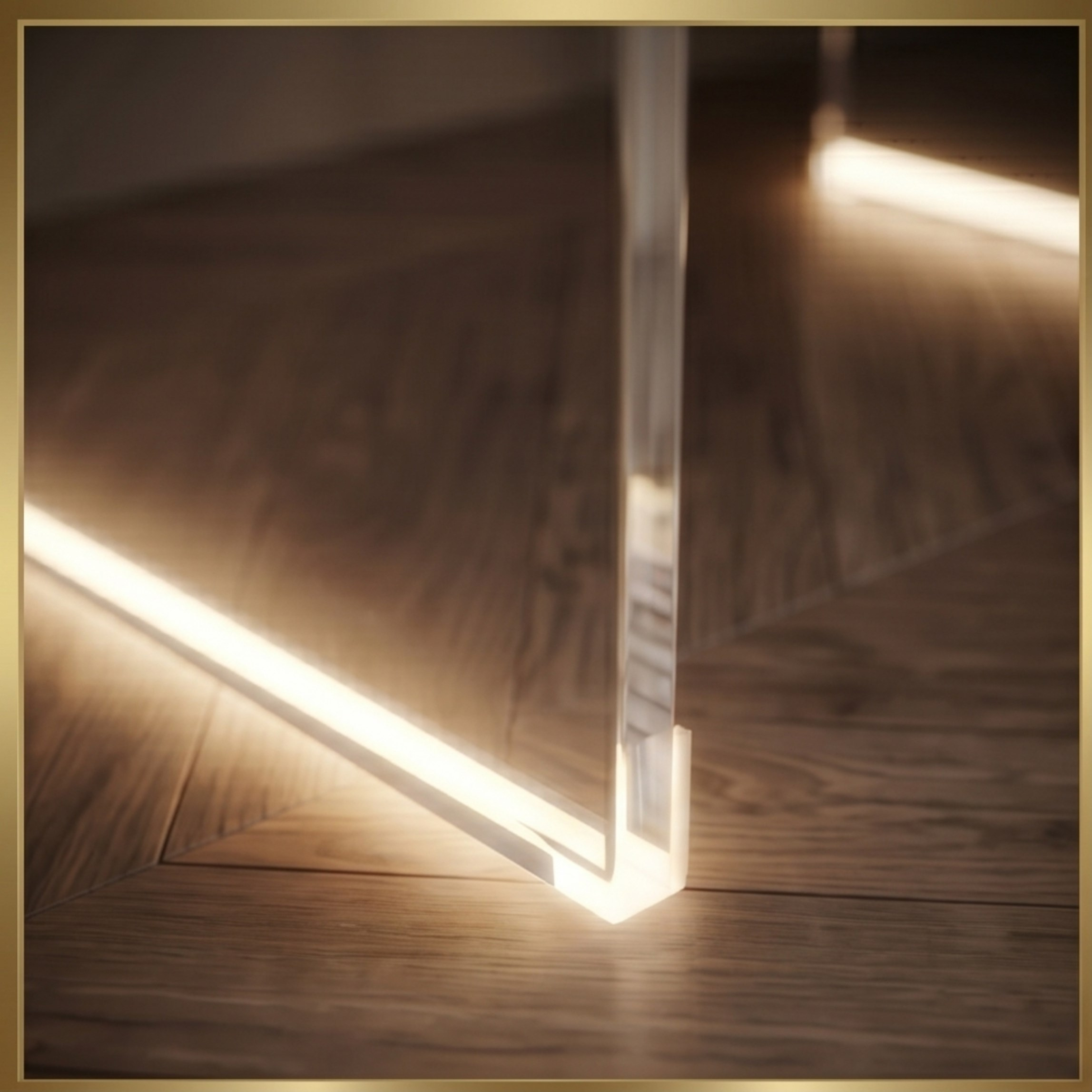 ORBITA SHINE | Led Ayaklı Büküm Raflı Pleksi Yan Sehpa Komodin | TUVA - Orbit Collection