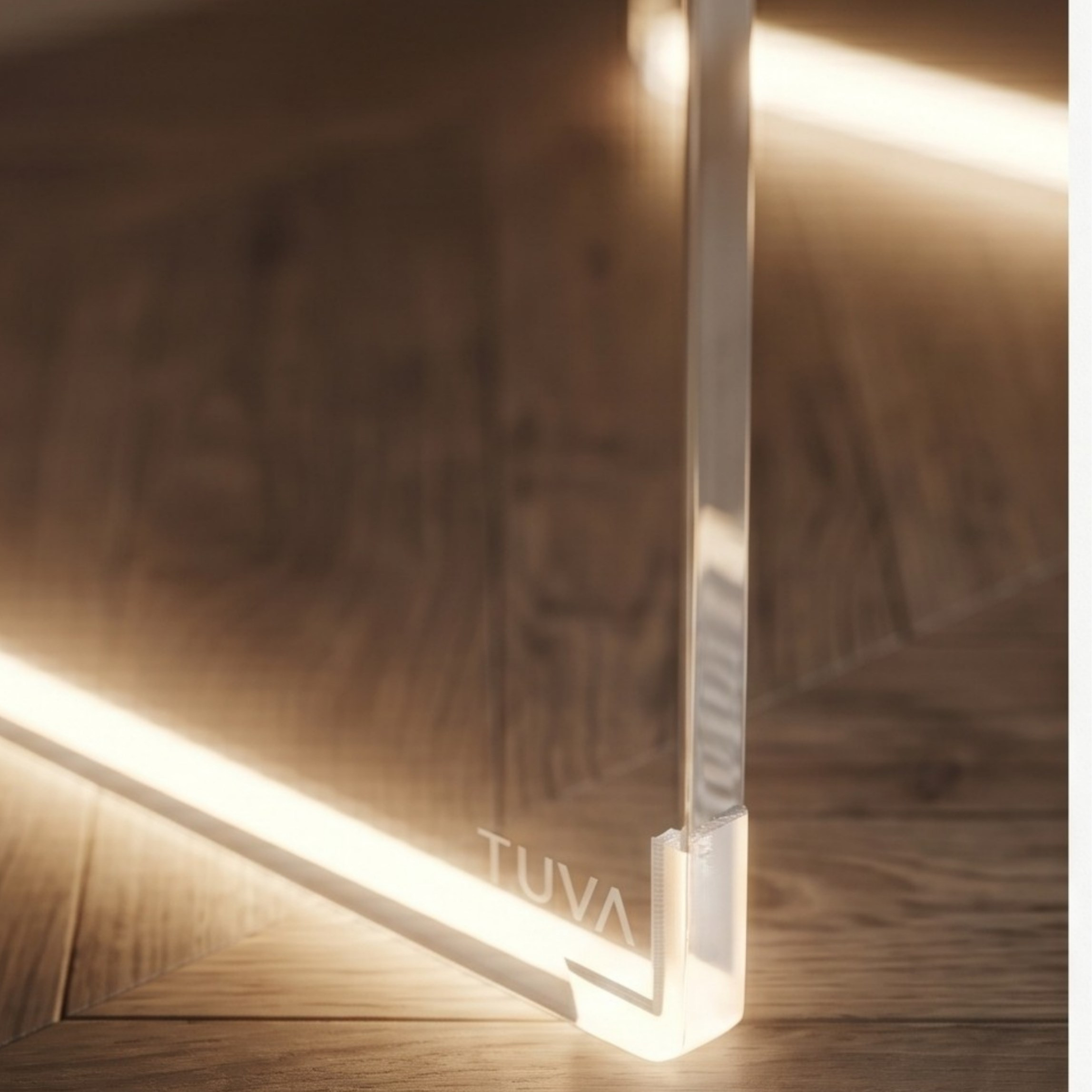 ORBITA SHINE | Led Ayaklı Büküm Raflı Pleksi Yan Sehpa Komodin | TUVA - Orbit Collection