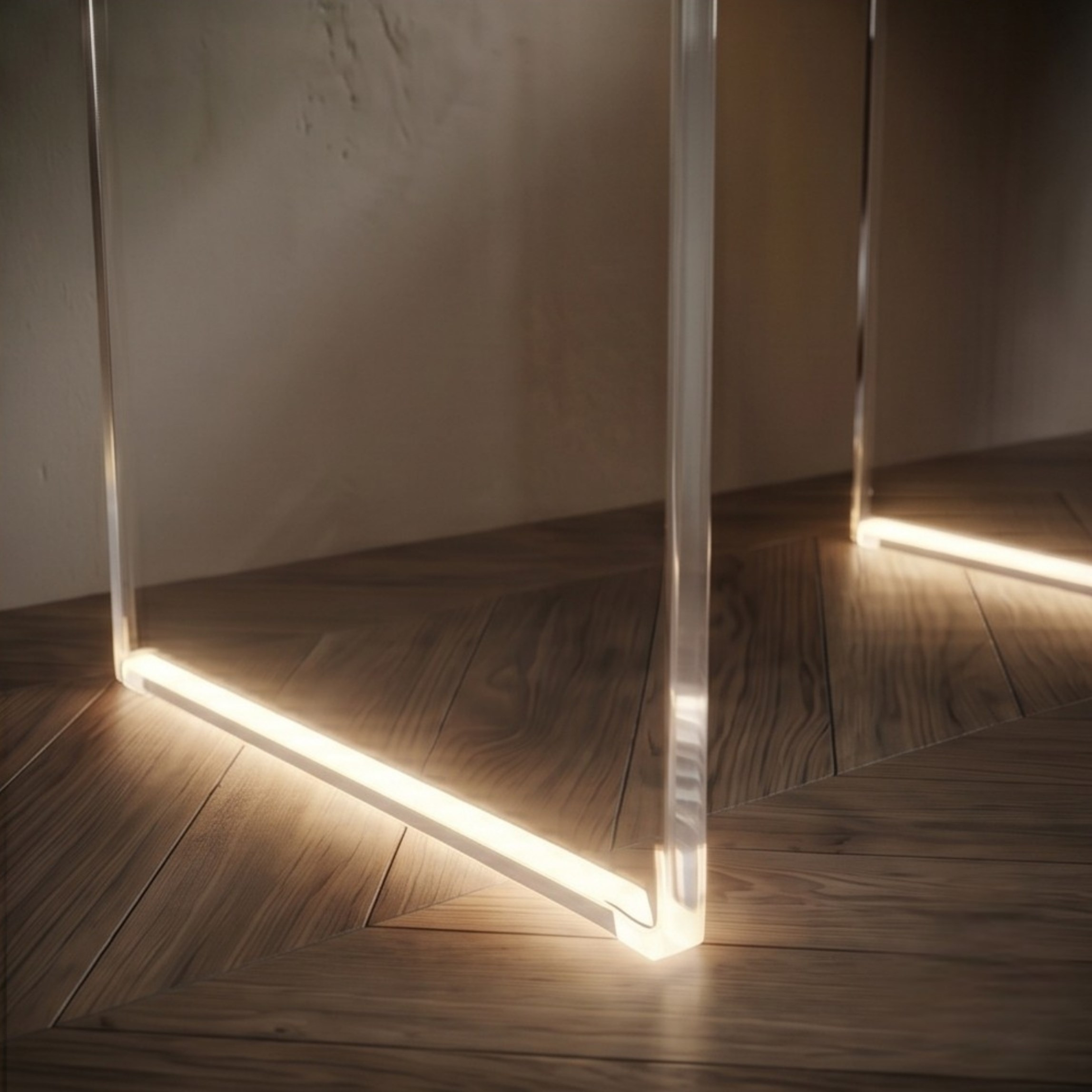 ORBITA SHINE | Led Ayaklı Büküm Raflı Pleksi Yan Sehpa Komodin | TUVA - Orbit Collection