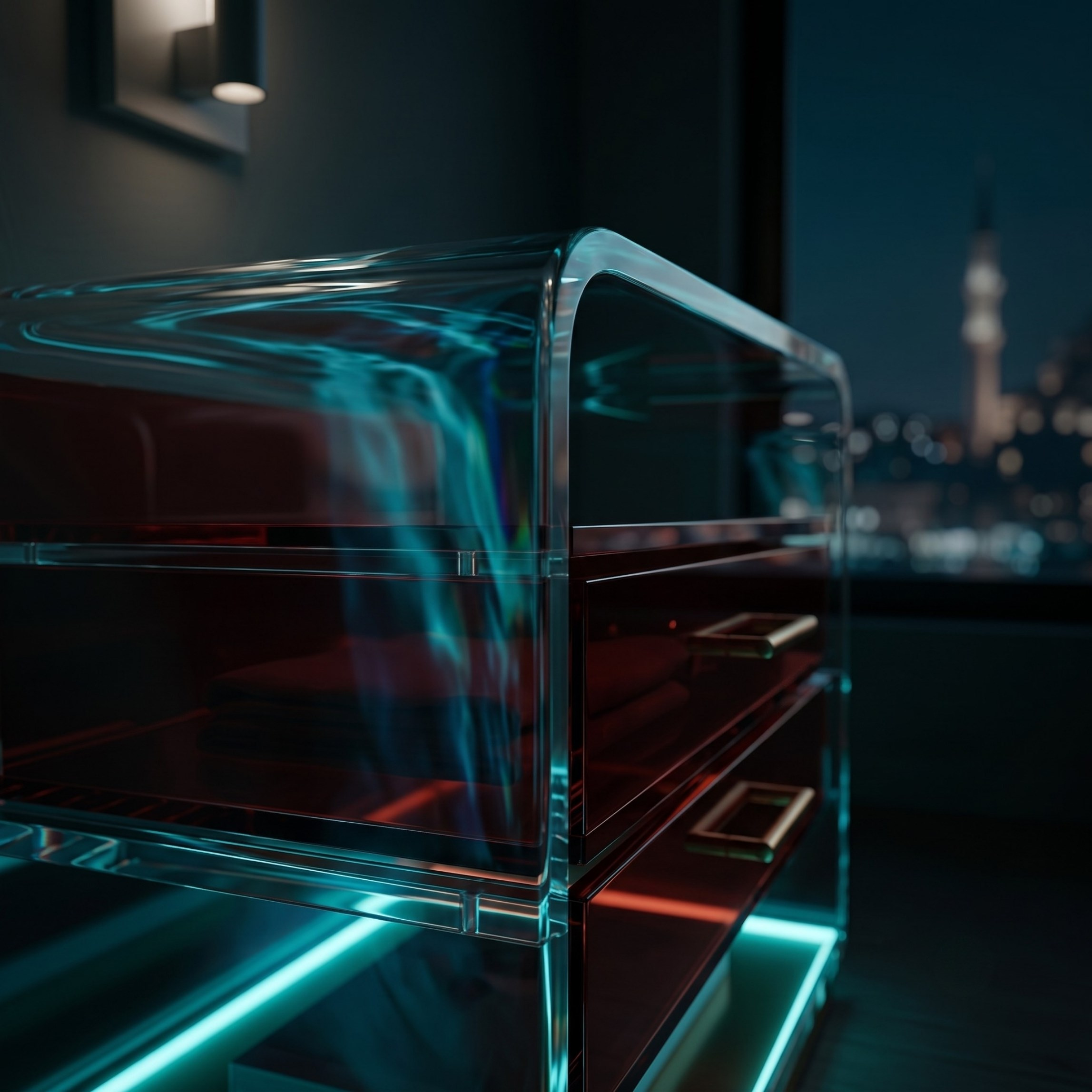 ORBYLIGHT | LED Işıklı Akrilik Komodin & Yan Sehpa — Uzaktan Kumandalı, 100+ Renk Seçenekli