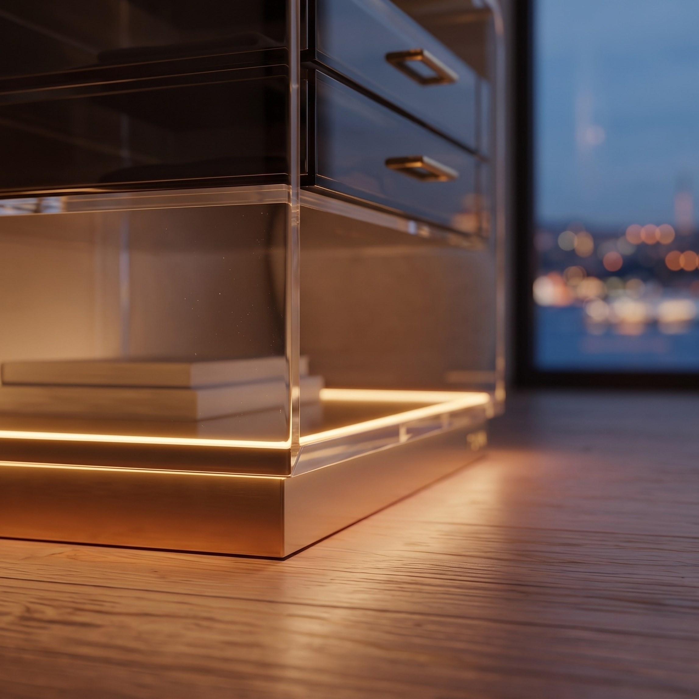 ORBYLIGHT | LED Işıklı Akrilik Komodin & Yan Sehpa — Uzaktan Kumandalı, 100+ Renk Seçenekli