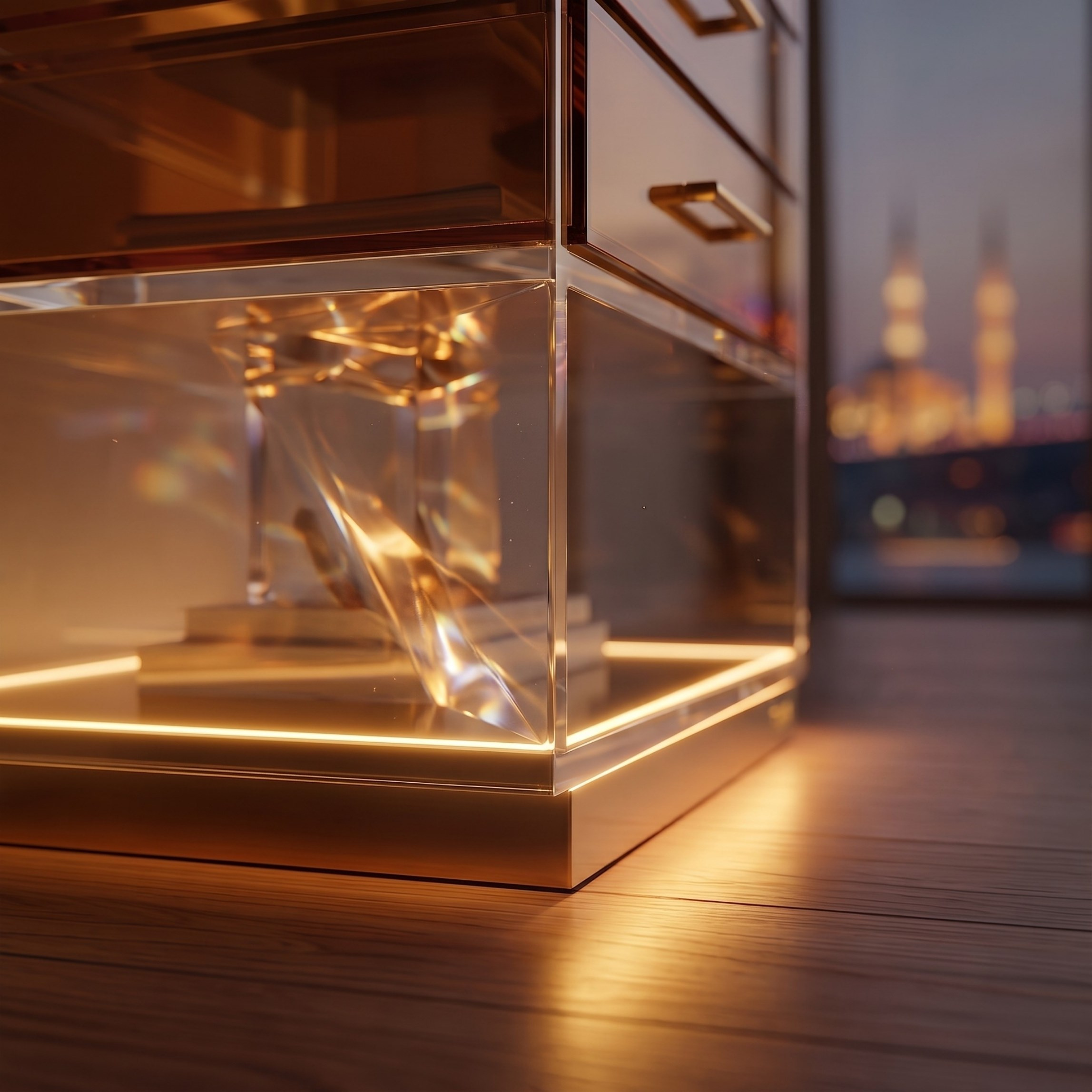 ORBYLIGHT | LED Işıklı Akrilik Komodin & Yan Sehpa — Uzaktan Kumandalı, 100+ Renk Seçenekli