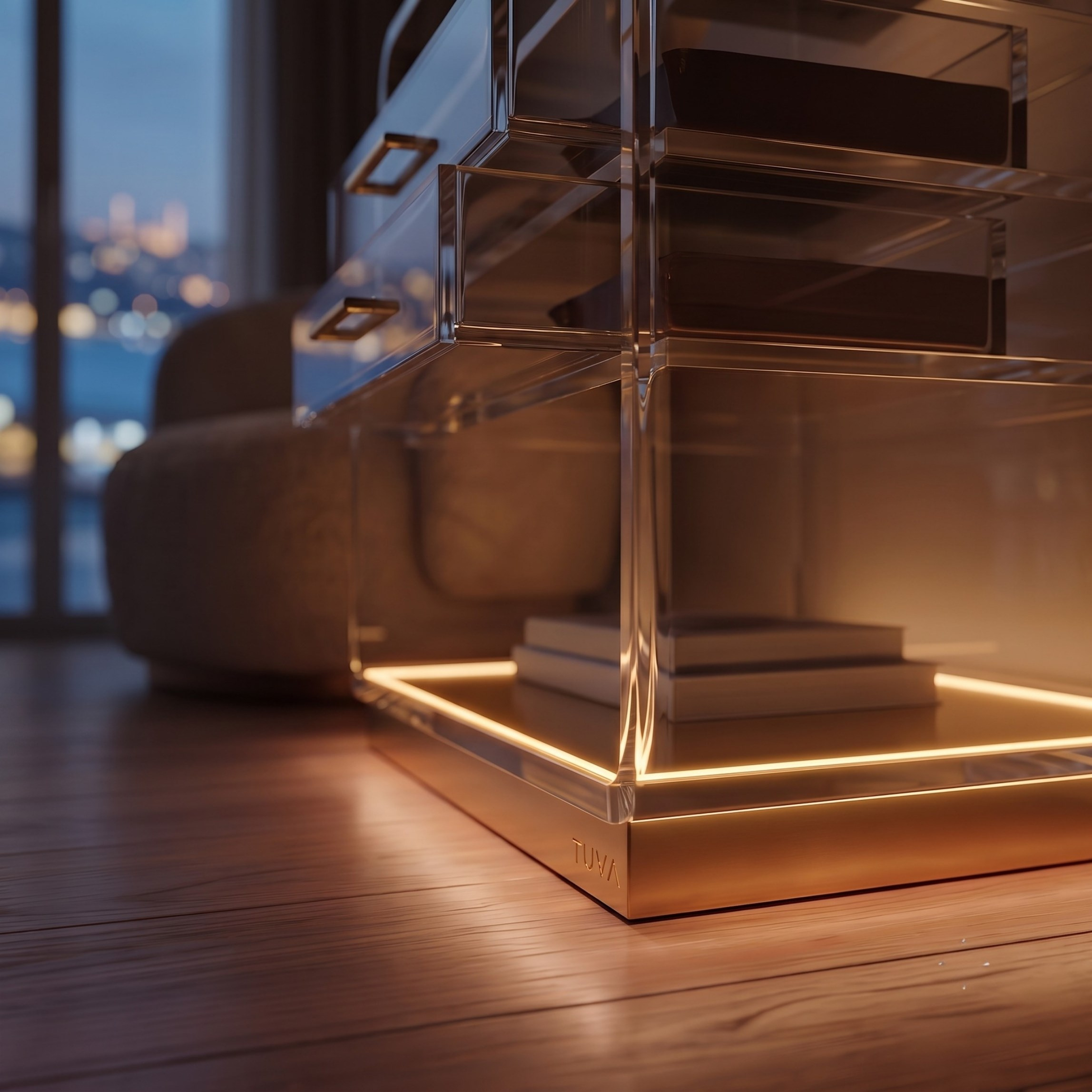 ORBYLIGHT | LED Işıklı Akrilik Komodin & Yan Sehpa — Uzaktan Kumandalı, 100+ Renk Seçenekli