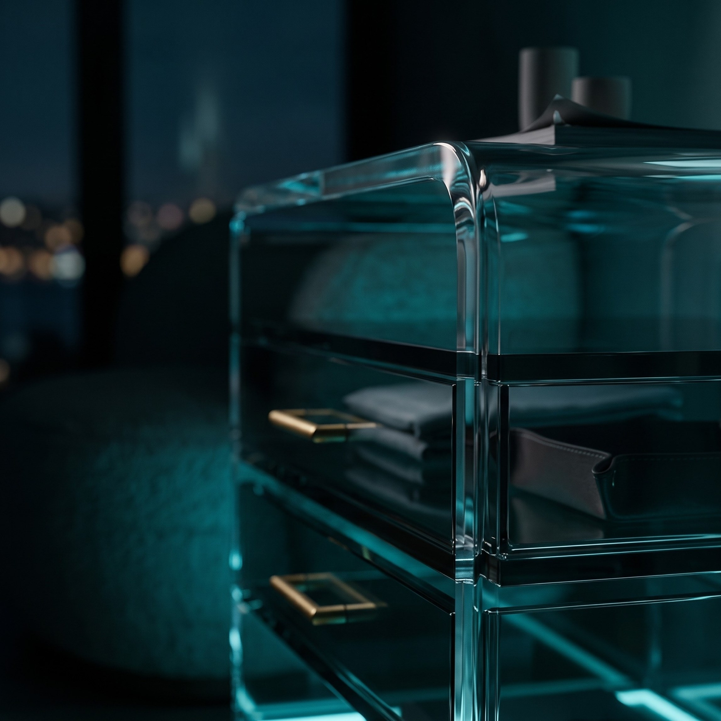 ORBYLIGHT | LED Işıklı Akrilik Komodin & Yan Sehpa — Uzaktan Kumandalı, 100+ Renk Seçenekli