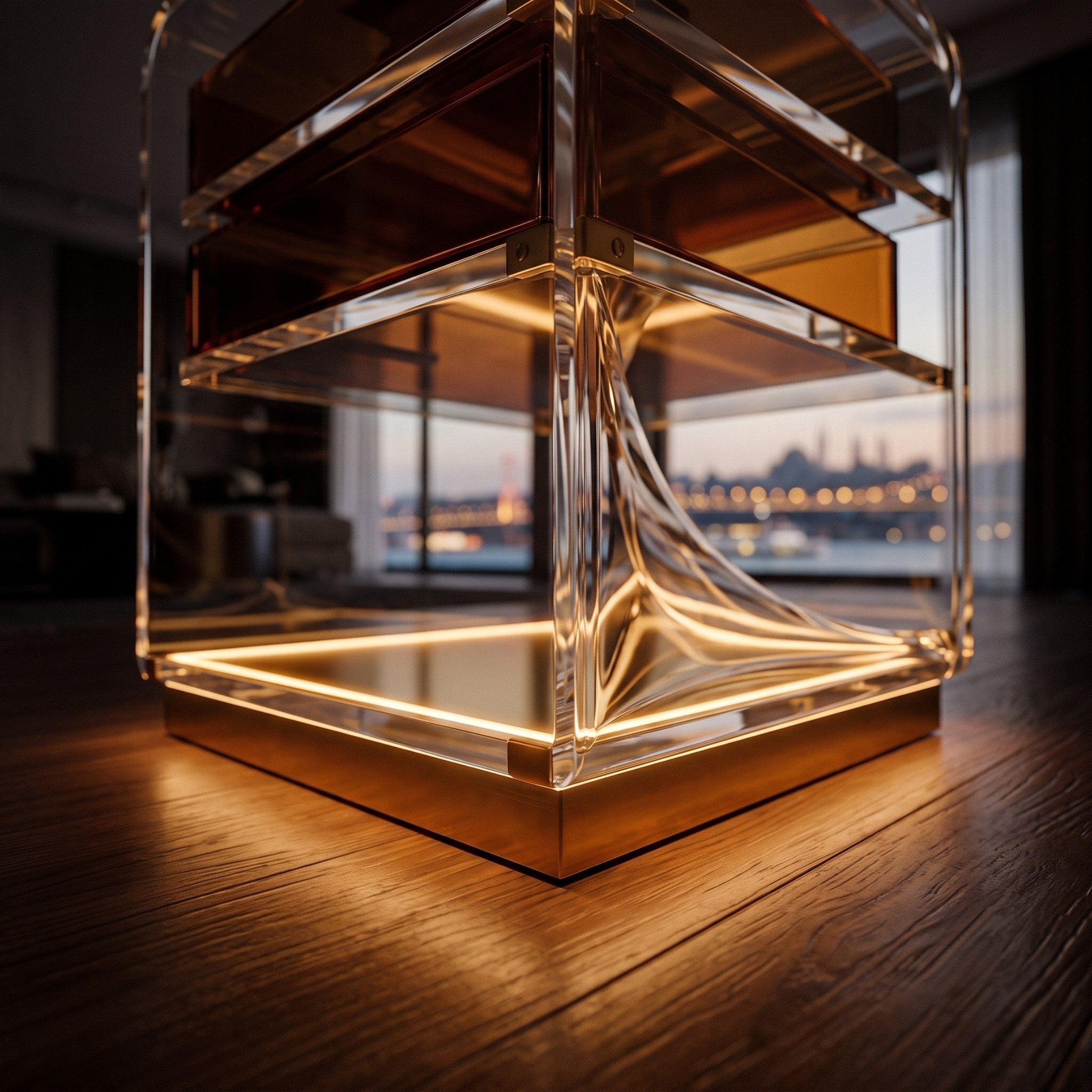 ORBYLIGHT | LED Işıklı Akrilik Komodin & Yan Sehpa — Uzaktan Kumandalı, 100+ Renk Seçenekli
