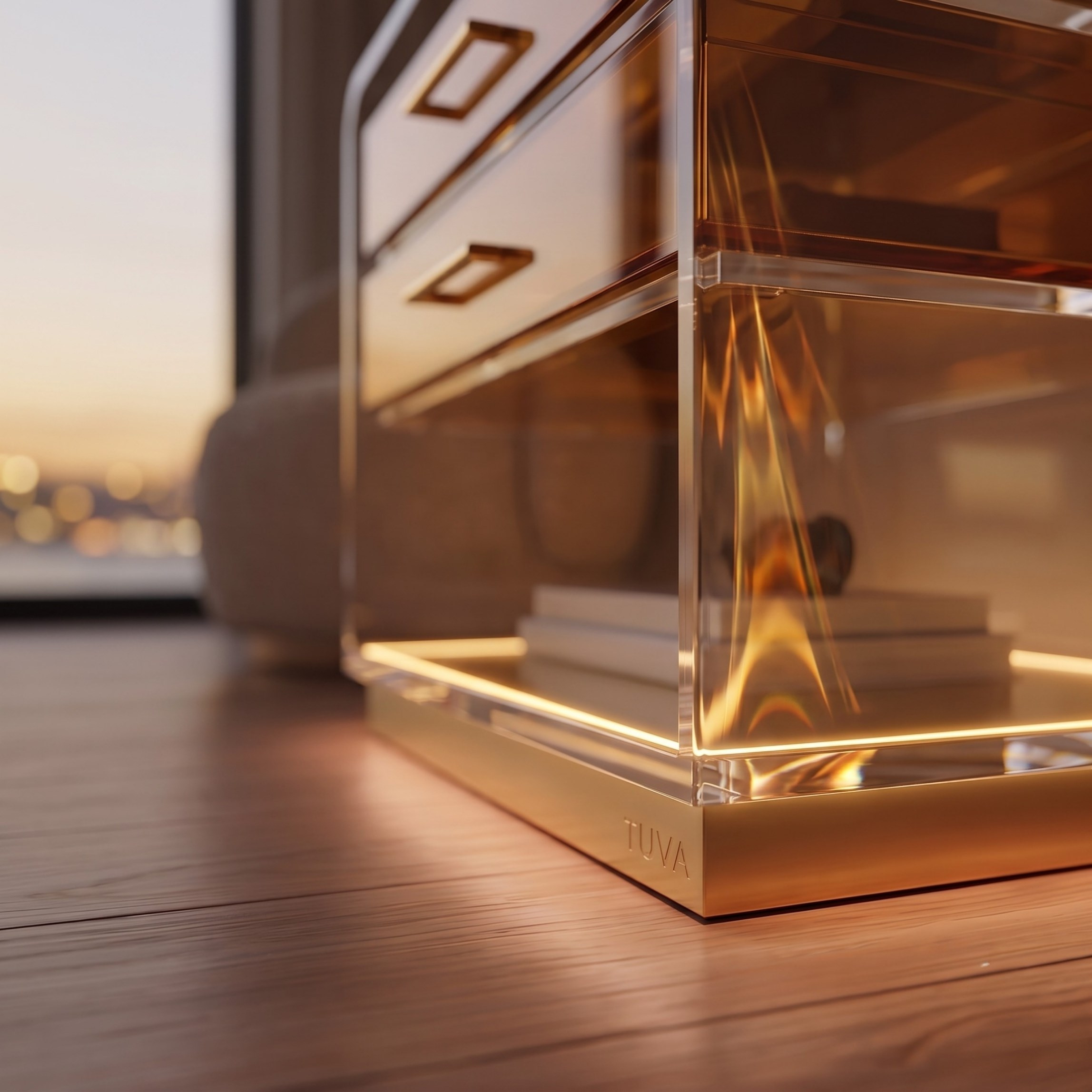 ORBYLIGHT | LED Işıklı Akrilik Komodin & Yan Sehpa — Uzaktan Kumandalı, 100+ Renk Seçenekli