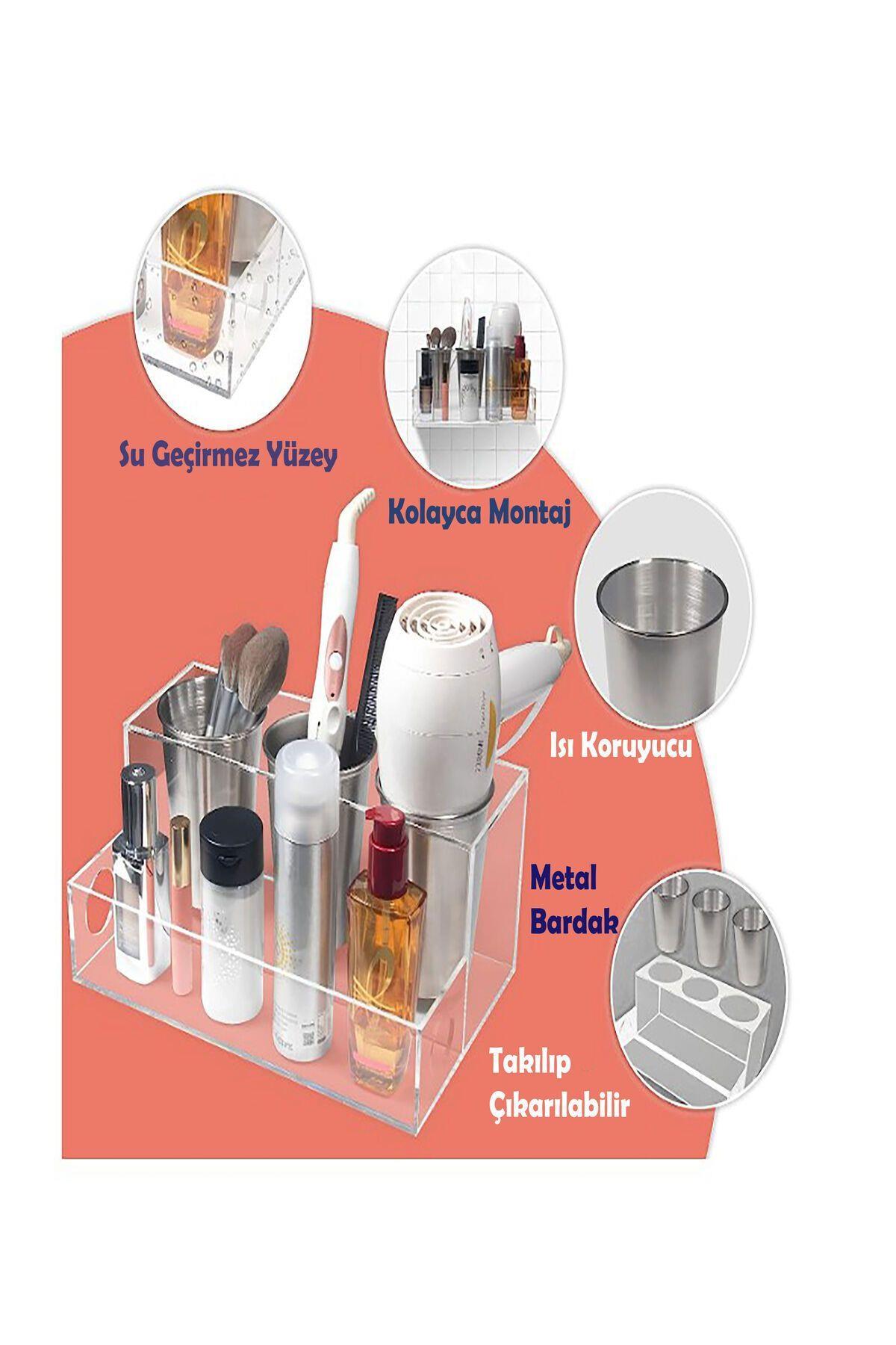 Pratik Kullanımlı, Çok Amaçlı Banyo Bakım Kutusu / Organizeri( Şeffaf Pleksi )
