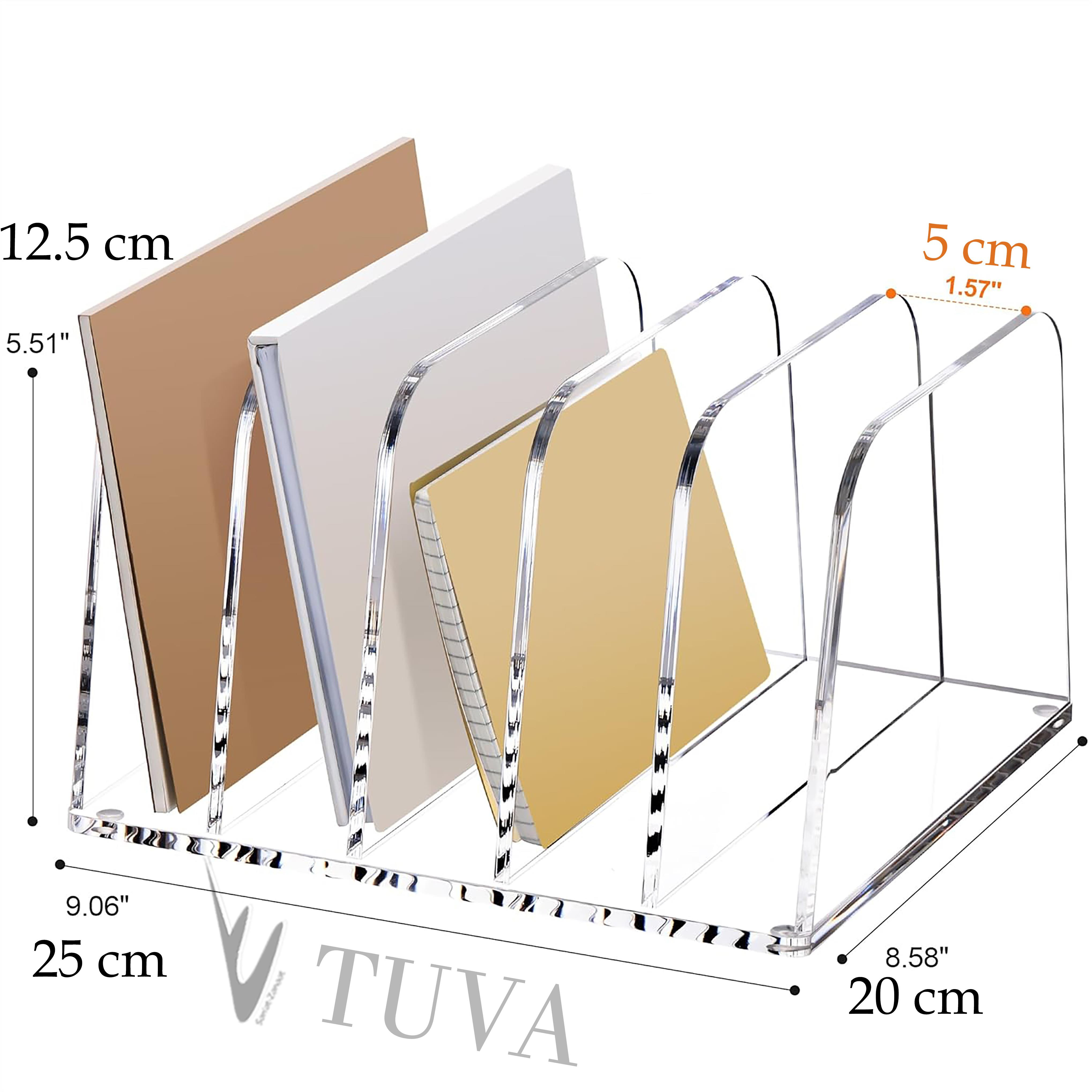 Şeffaf Modern Tuva Pleksi Ters Üçgen Tasarım Bölmeli Kitap ve Evrak Düzenleyici | Minimal Modern Elit Masaüstü Organizer