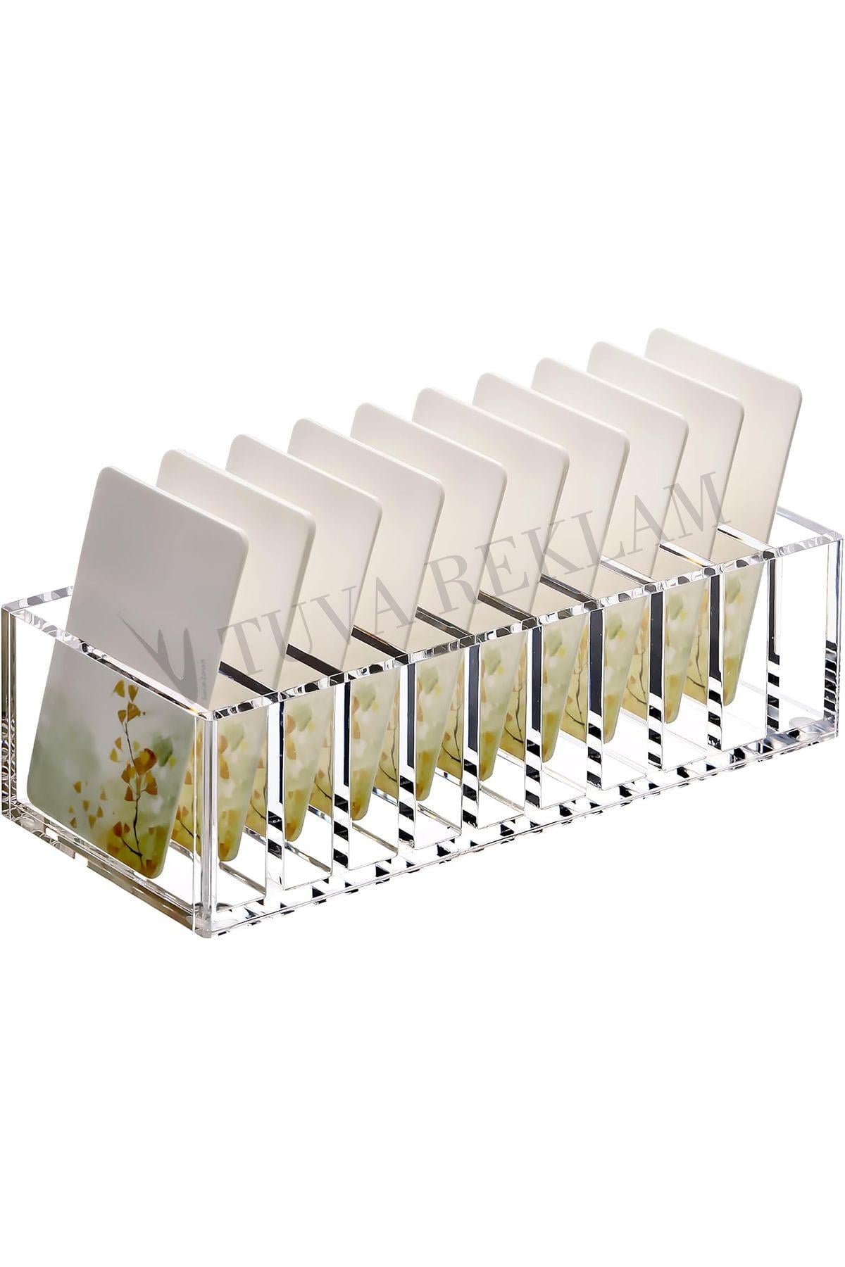 Şeffaf Pleksi Modern Kart Cüzdan Makyaj Takı Küpe Organizer Düzenleyici Masa Salon Yatak