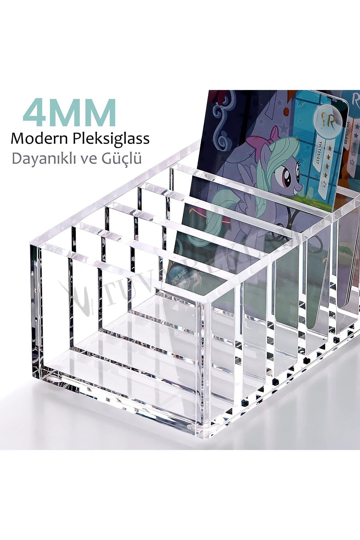 Şeffaf Pleksi Modern Kart Cüzdan Makyaj Takı Küpe Organizer Düzenleyici Masa Salon Yatak