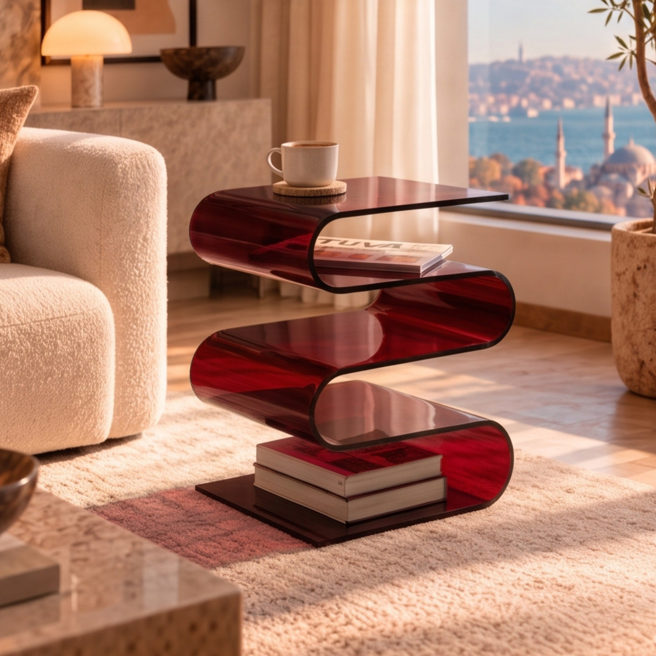 SERPENTIS | Büküm Sanatıyla Şekillenen 5 Yüzeyli Modern Sehpa | Tek Parça Tasarım | Tuva Premium Mobilya