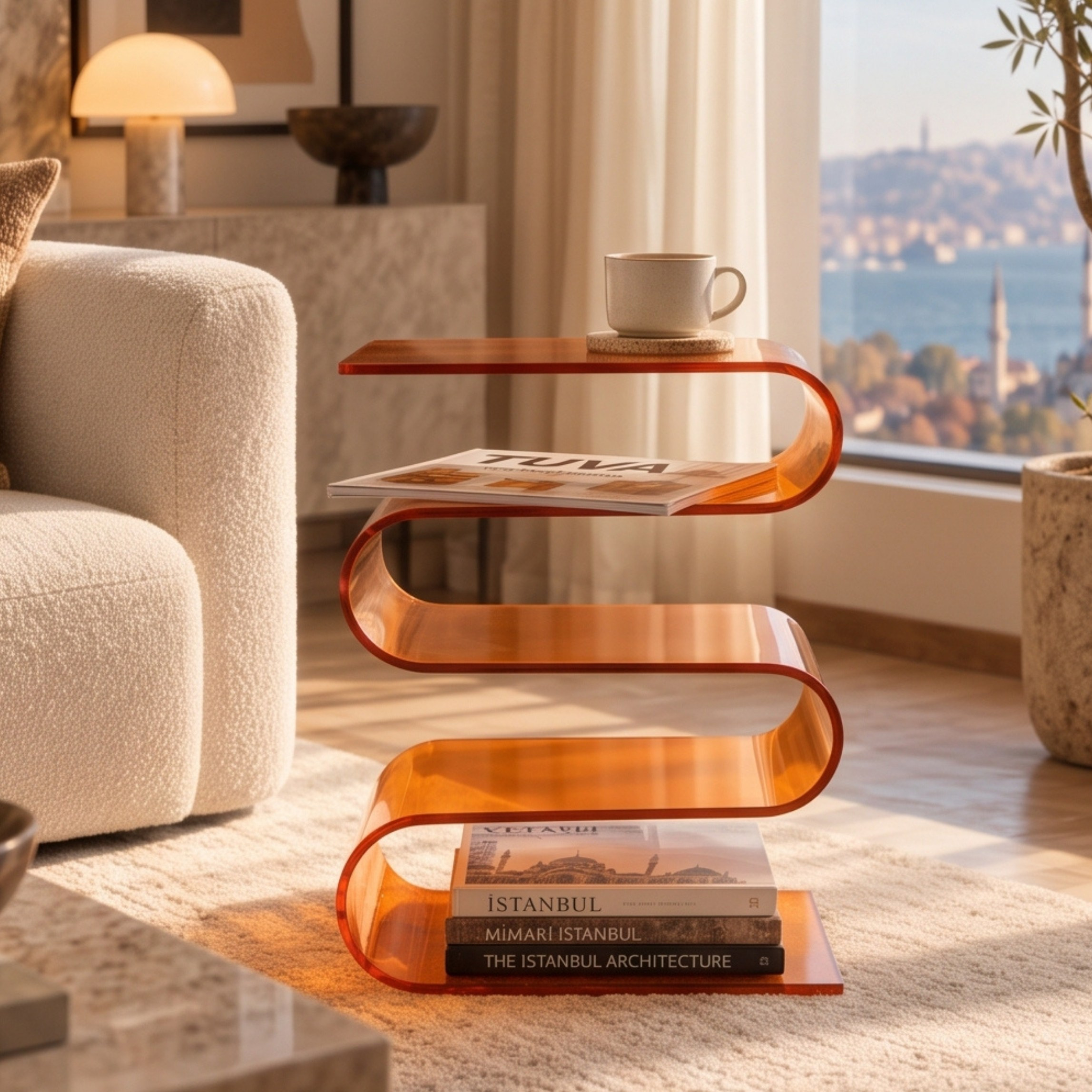 SERPENTIS | Büküm Sanatıyla Şekillenen 5 Yüzeyli Modern Sehpa | Tek Parça Tasarım | Tuva Premium Mobilya