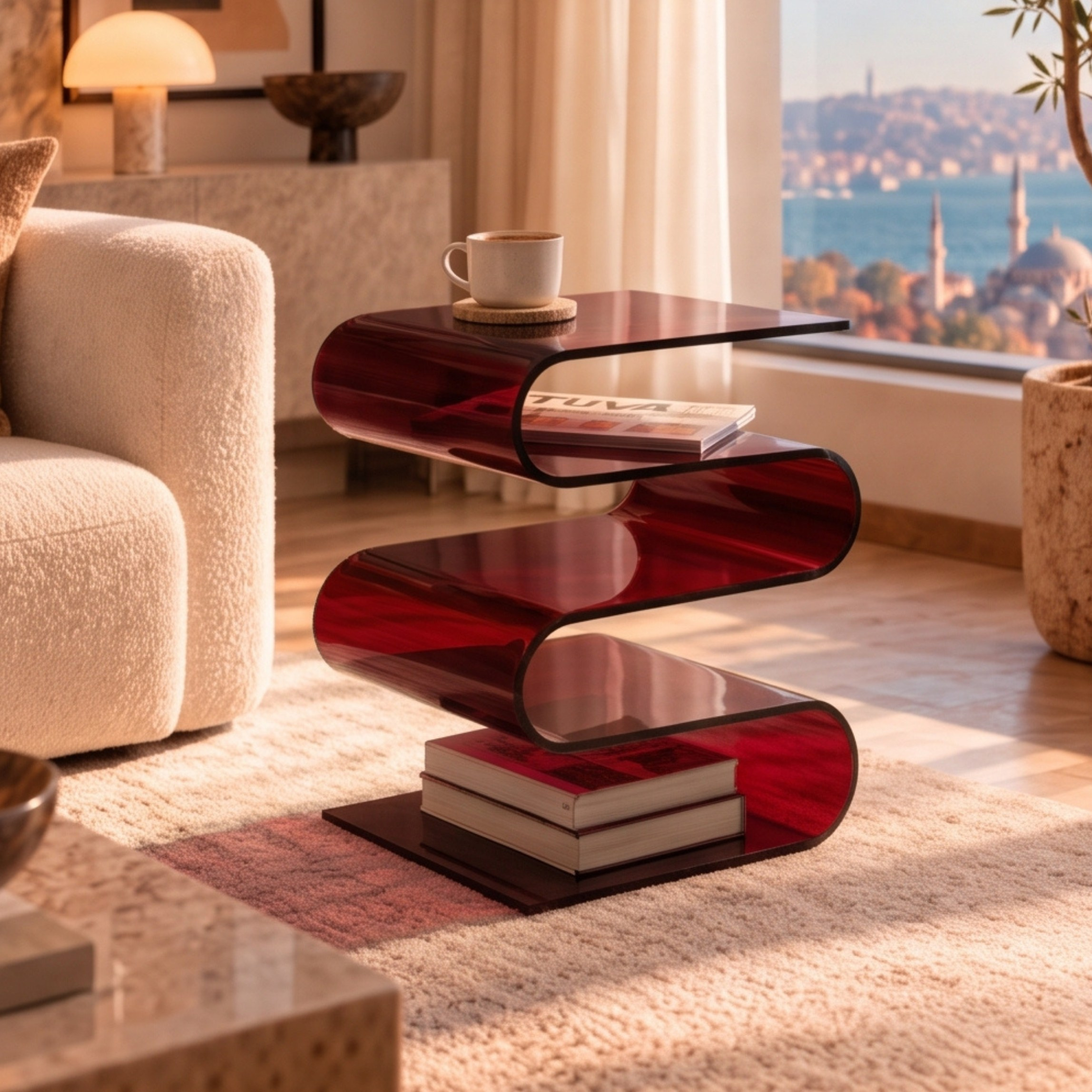 SERPENTIS | Büküm Sanatıyla Şekillenen 5 Yüzeyli Modern Sehpa | Tek Parça Tasarım | Tuva Premium Mobilya
