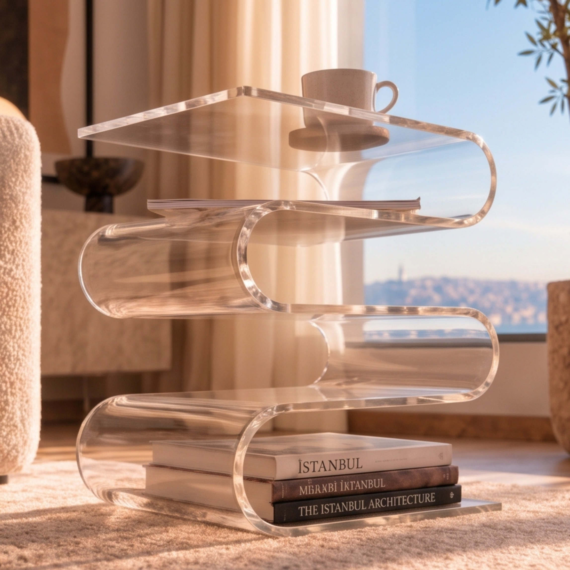 SERPENTIS | Büküm Sanatıyla Şekillenen 5 Yüzeyli Modern Sehpa | Tek Parça Tasarım | Tuva Premium Mobilya