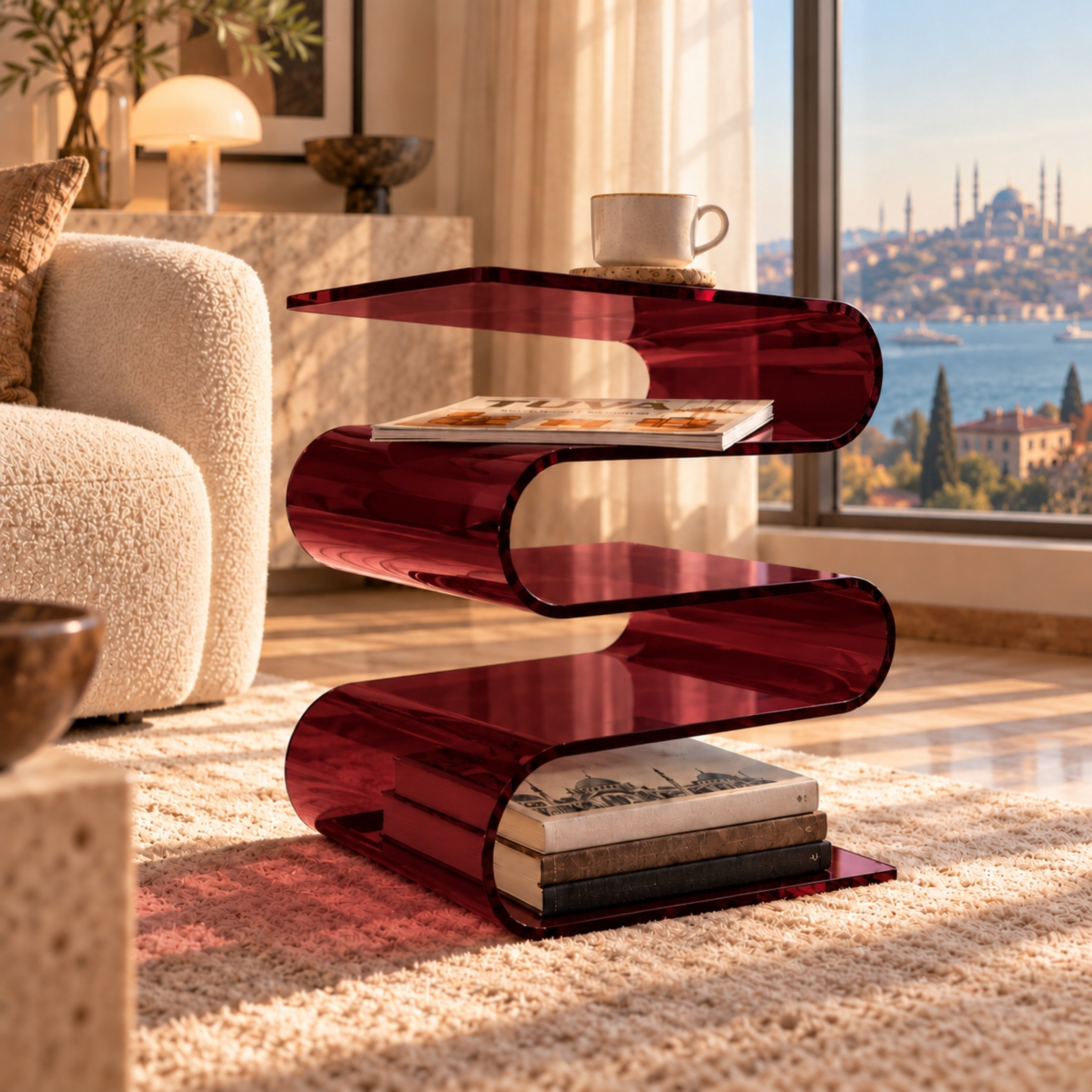 SERPENTIS | Büküm Sanatıyla Şekillenen 5 Yüzeyli Modern Sehpa | Tek Parça Tasarım | Tuva Premium Mobilya