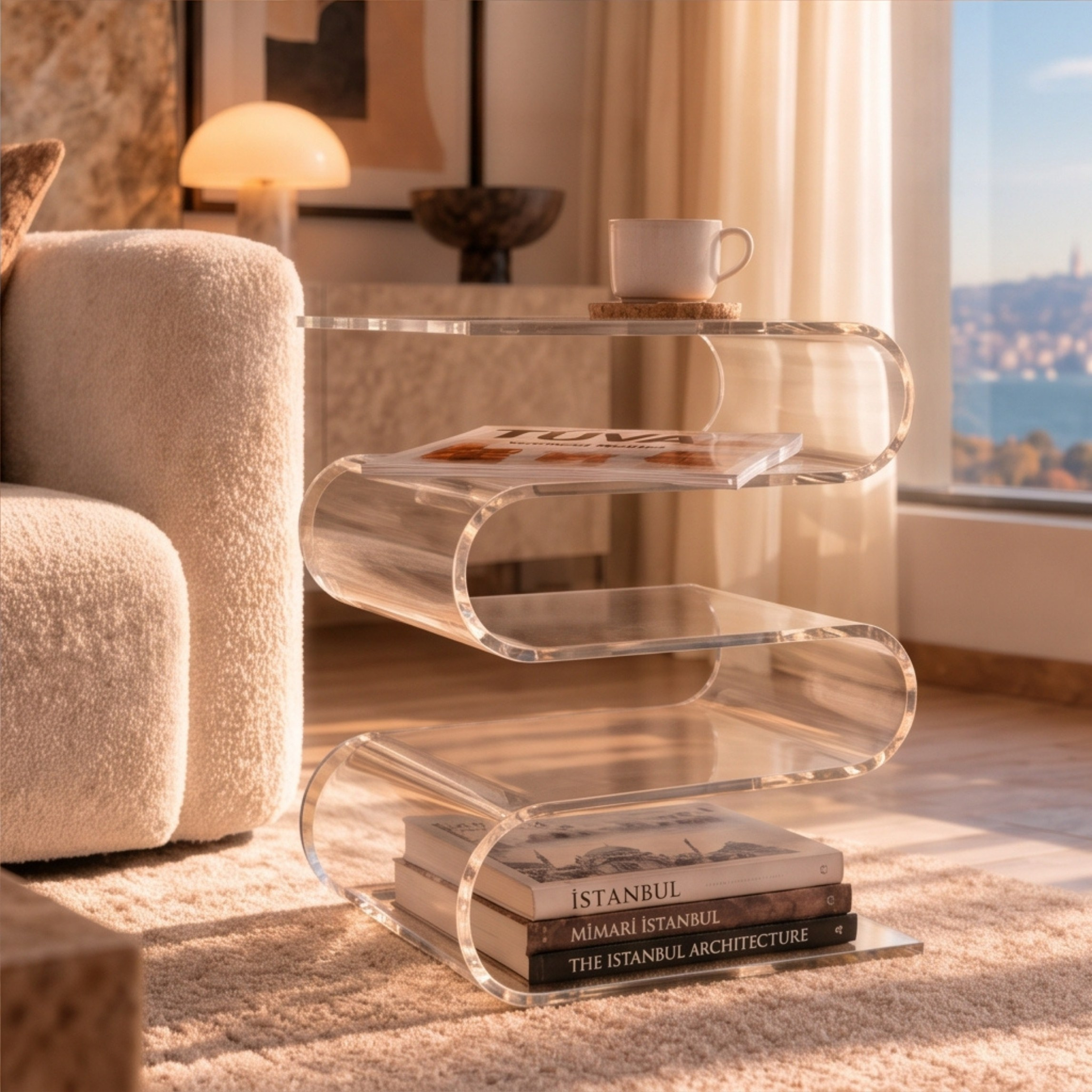 SERPENTIS | Büküm Sanatıyla Şekillenen 5 Yüzeyli Modern Sehpa | Tek Parça Tasarım | Tuva Premium Mobilya